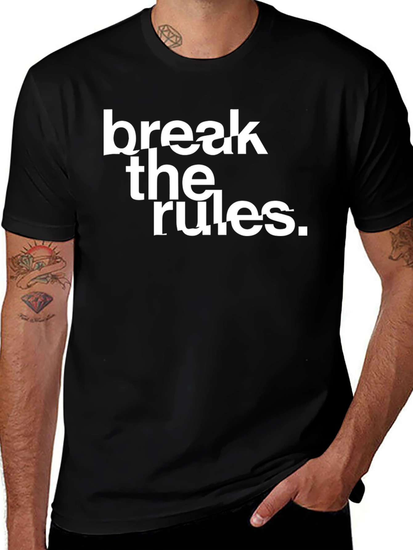 Break the Rules Black Graphic T-Shirt