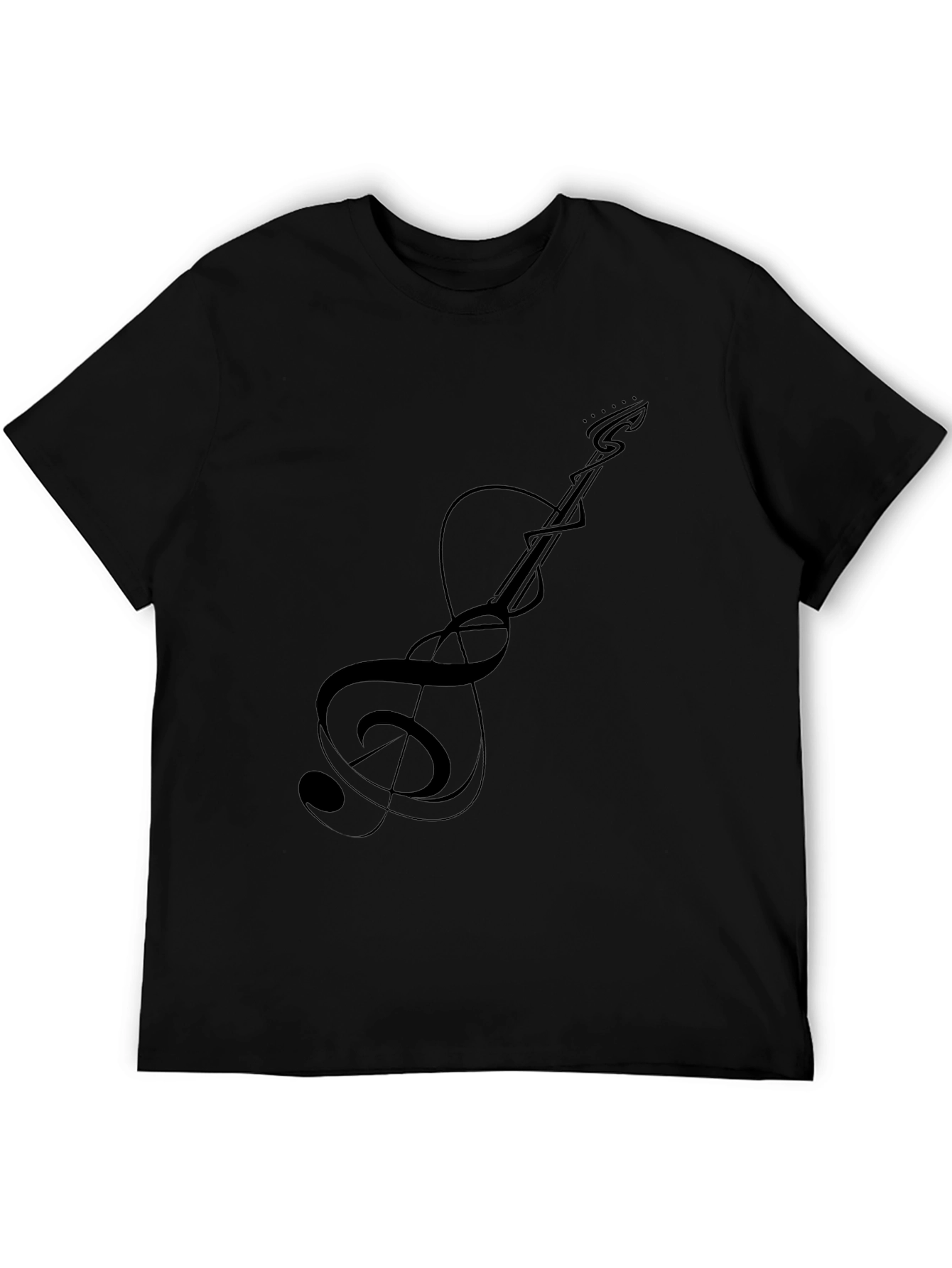 Guitar Treble Clef Graphic Tee - Black