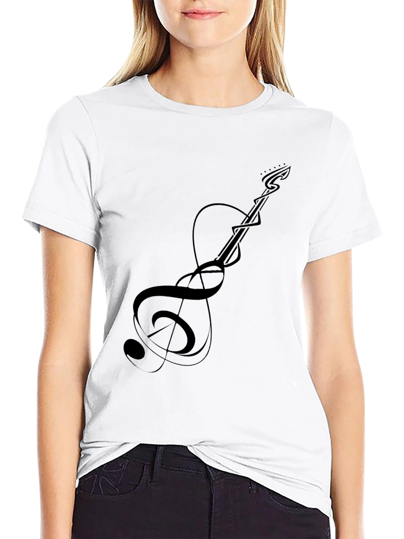 Guitar Treble Clef Graphic Tee - Black