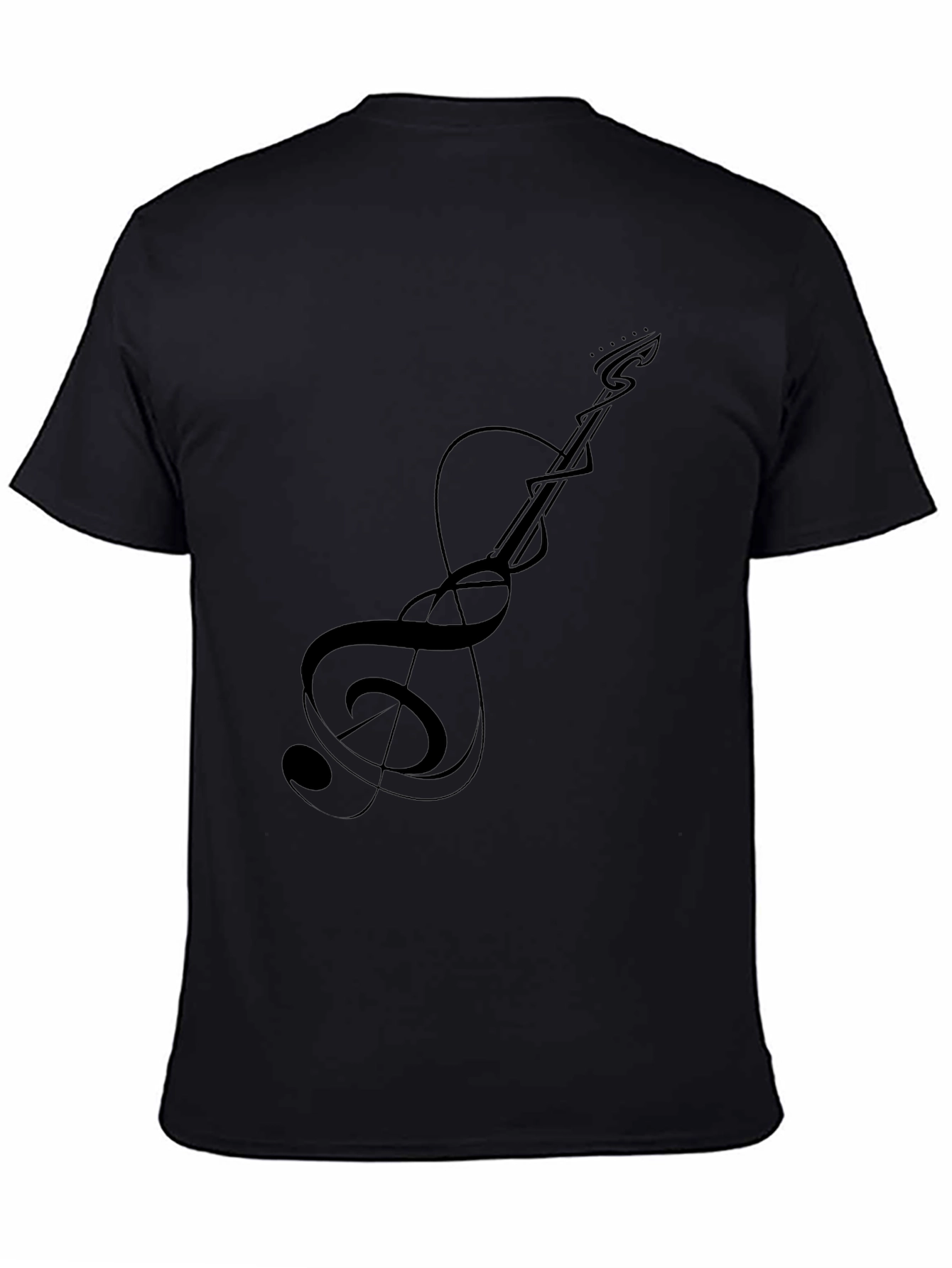 Guitar Treble Clef Graphic Tee - Black