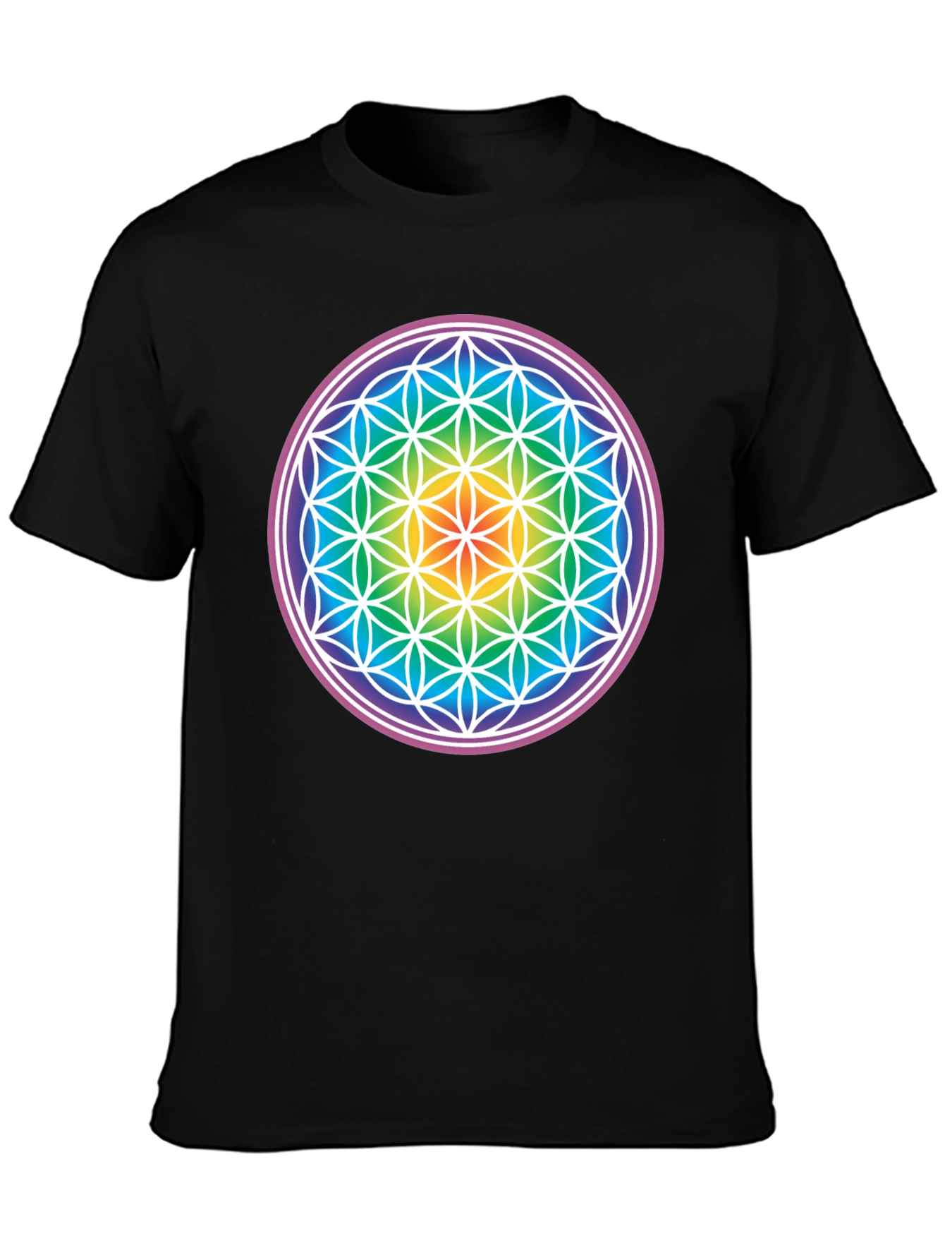 Rainbow Flower of Life Graphic T-Shirt