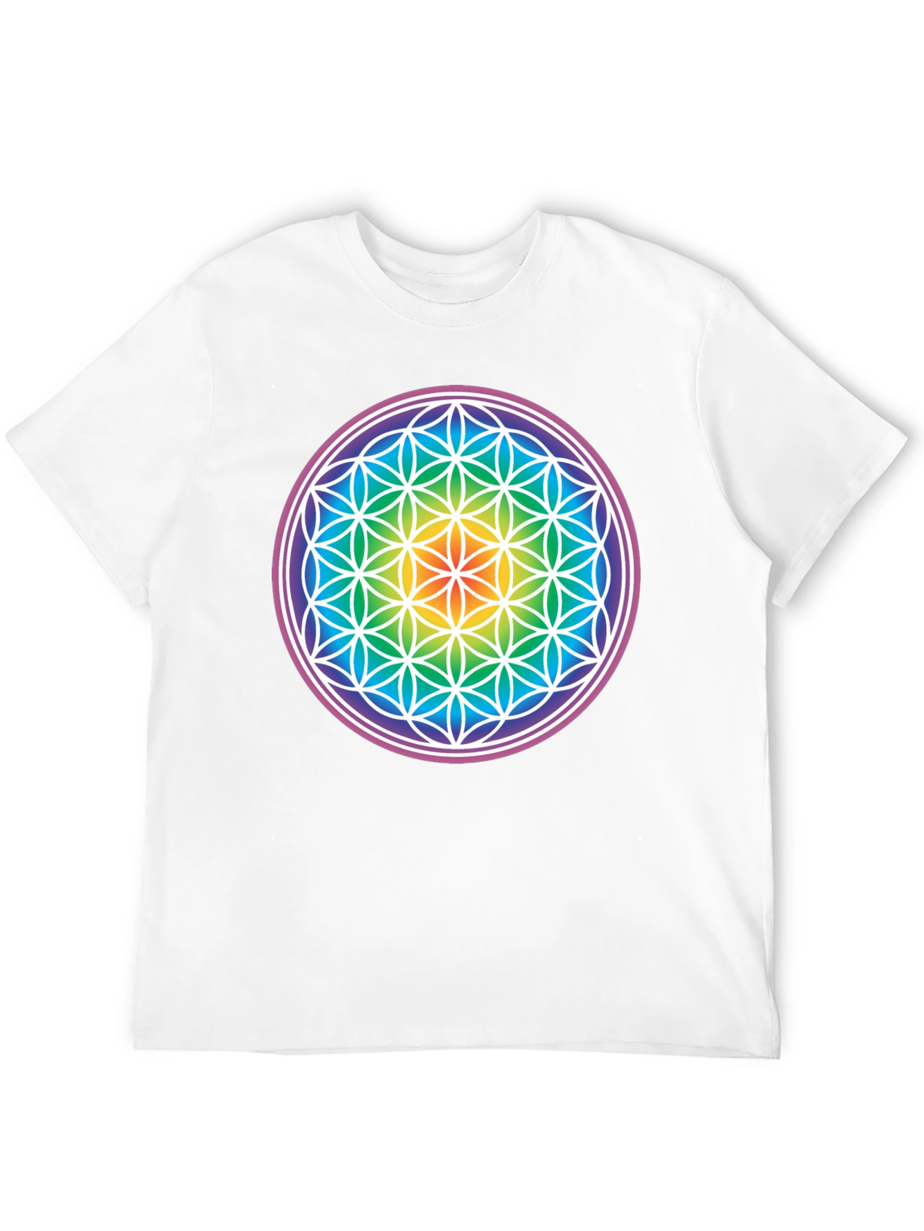 Rainbow Flower of Life Graphic T-Shirt