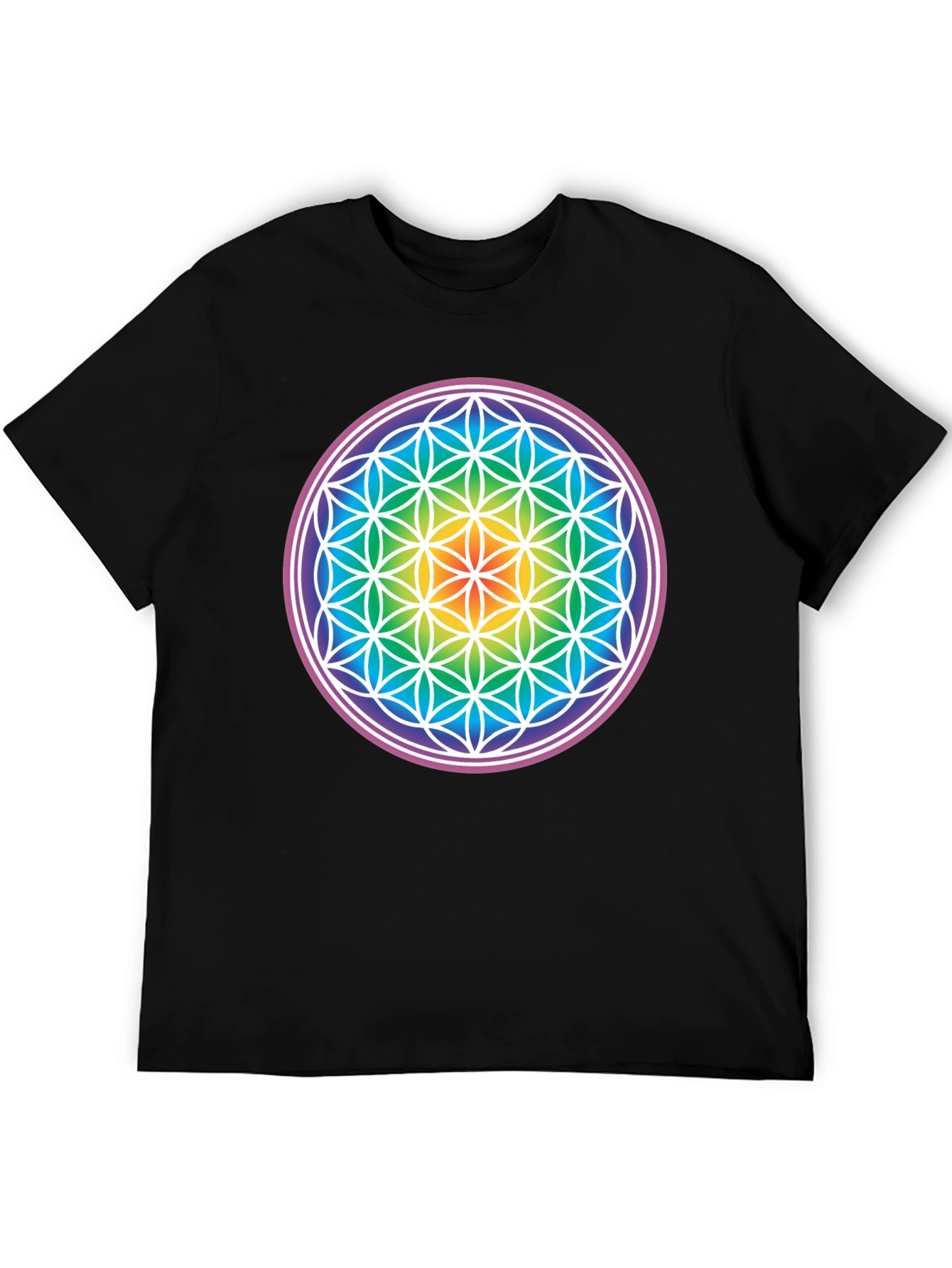 Rainbow Flower of Life Graphic T-Shirt