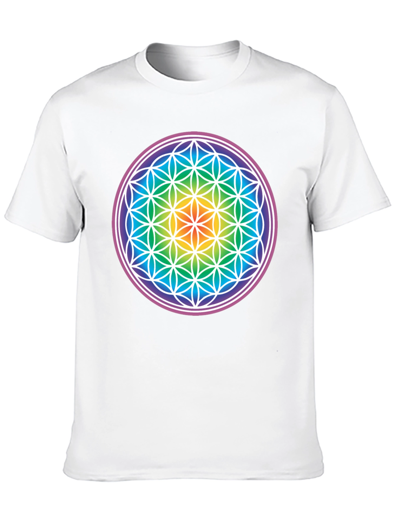 Rainbow Flower of Life Graphic T-Shirt