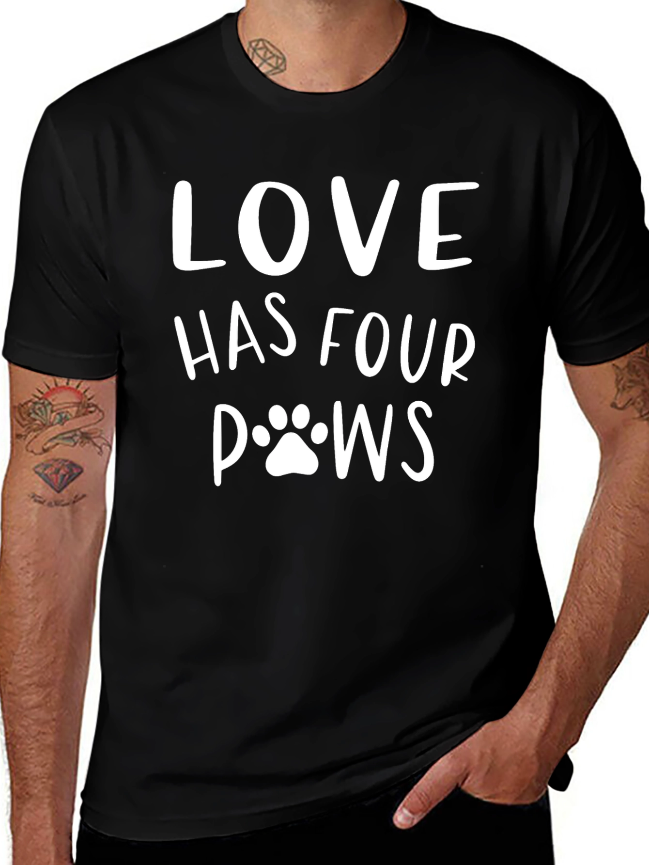 Love Has Four Paws Black Graphic T-Shirt