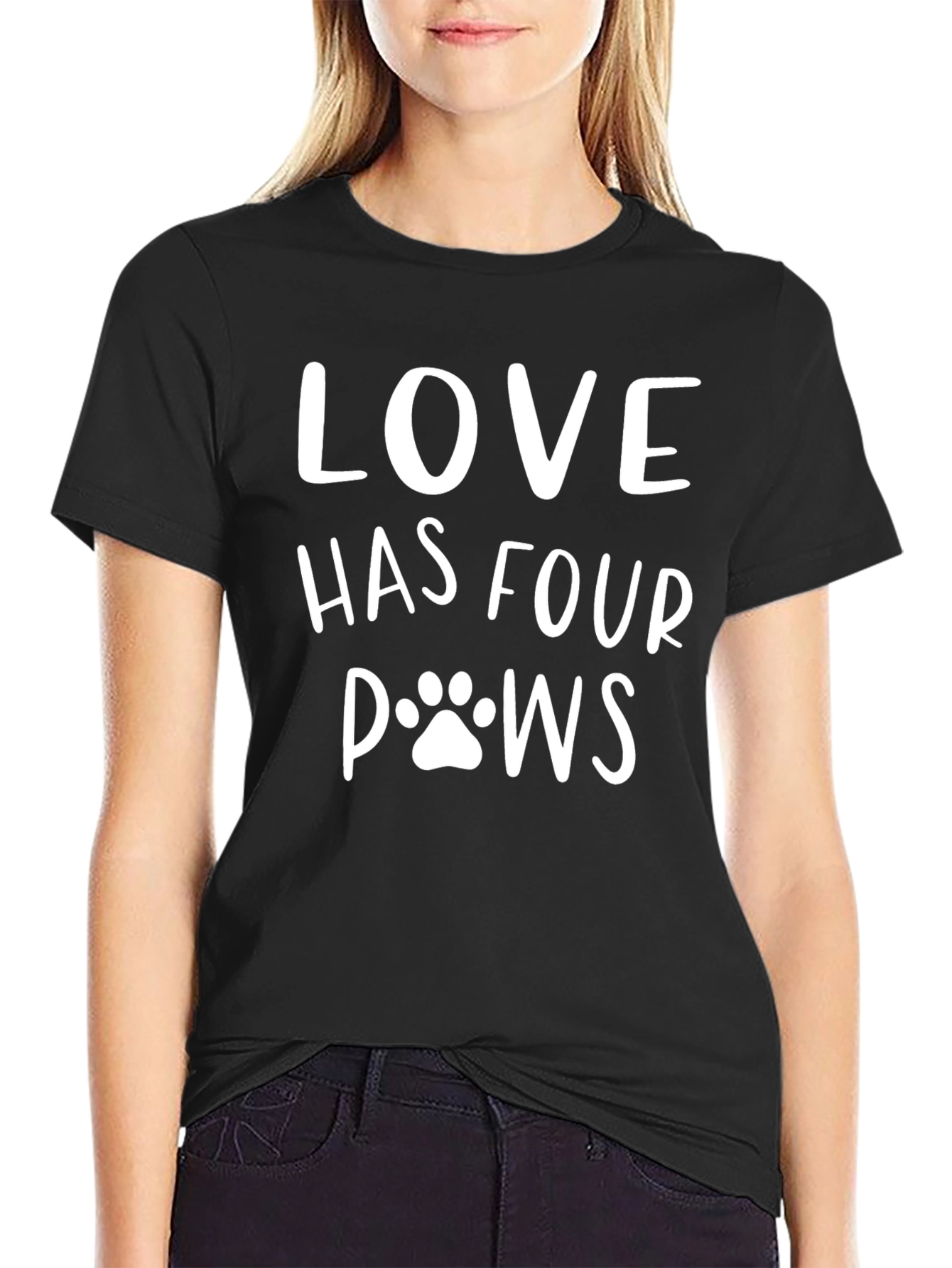 Love Has Four Paws Black Graphic T-Shirt