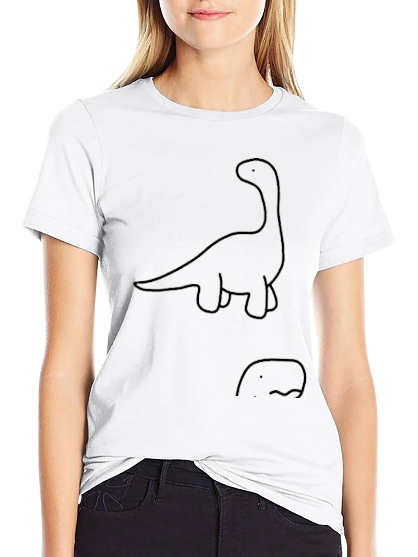 Dino Outline Tee - Casual Black T-Shirt