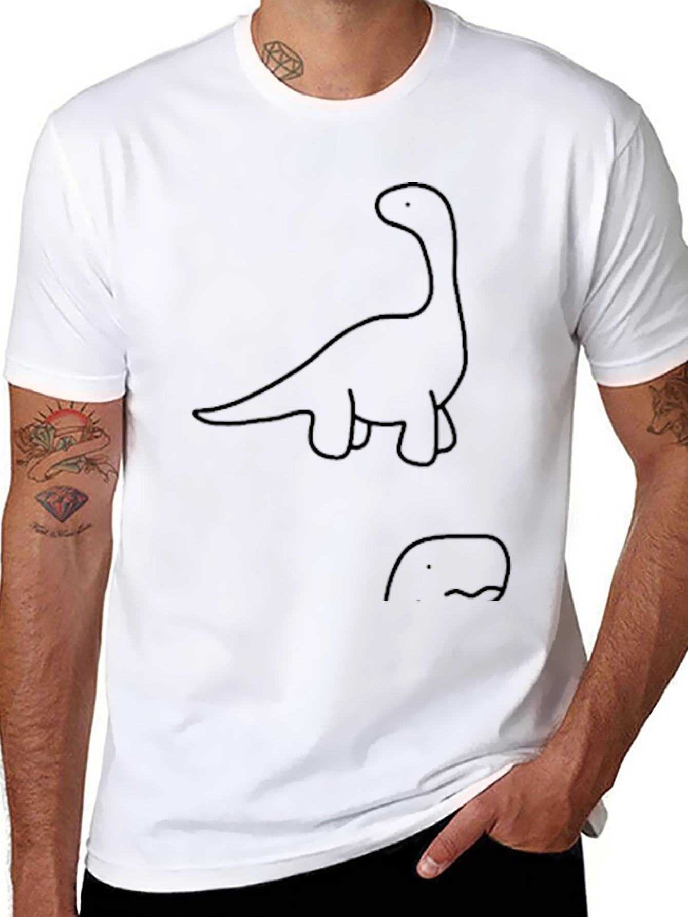Dino Outline Tee - Casual Black T-Shirt