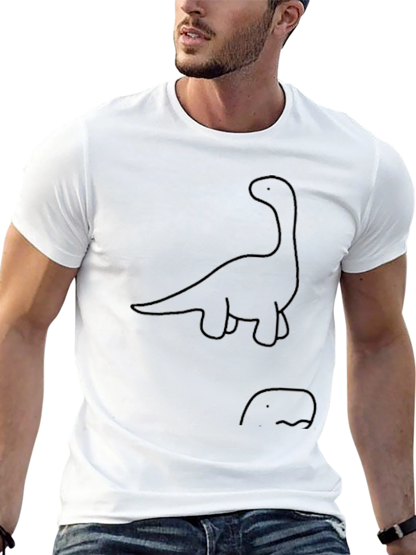 Dino Outline Tee - Casual Black T-Shirt