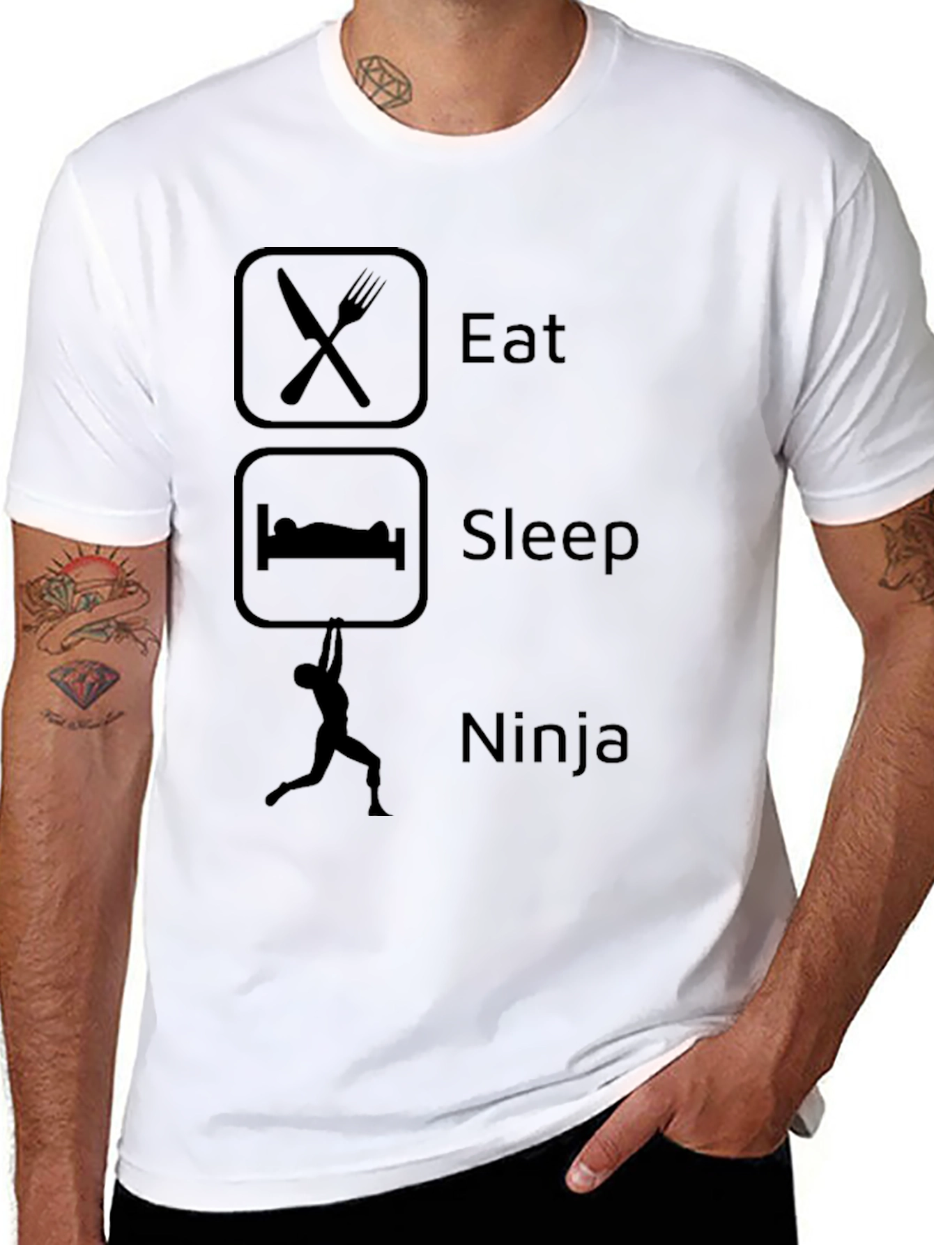 Eat Sleep Ninja T-Shirt - Black Graphic Tee