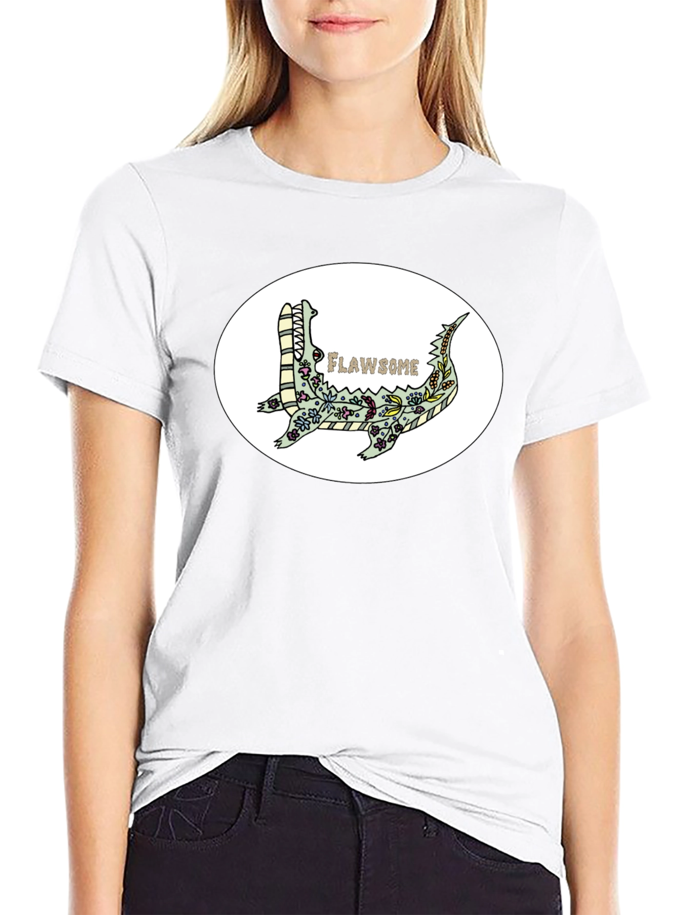 Flawsome Crocodile T-Shirt - Black Graphic Tee