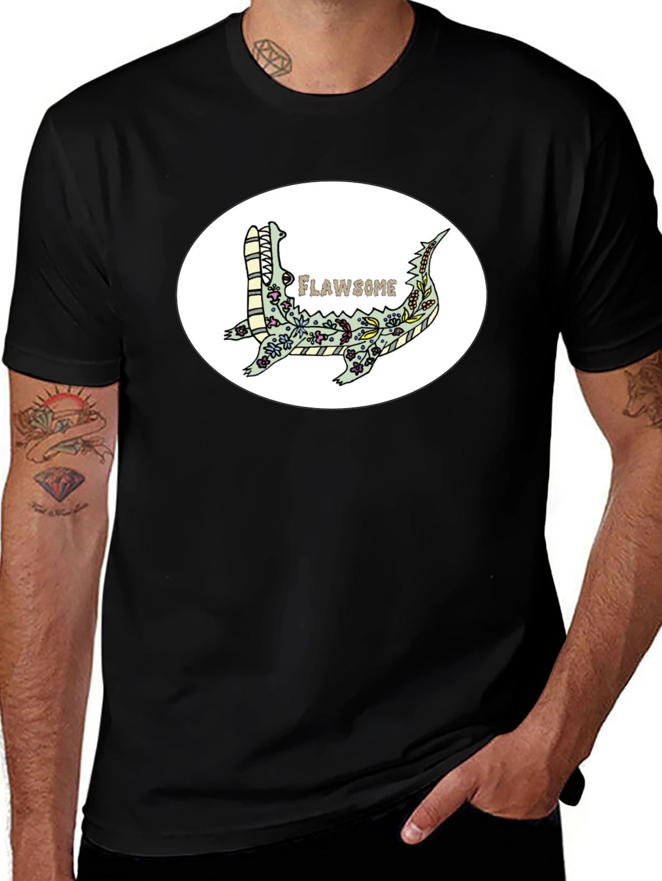 Flawsome Crocodile T-Shirt - Black Graphic Tee