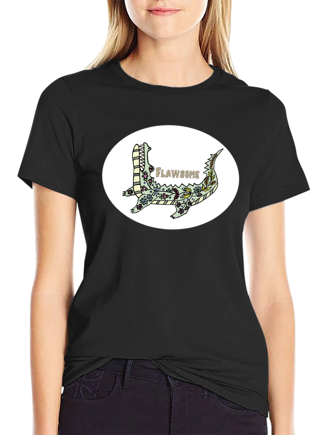 Flawsome Crocodile T-Shirt - Black Graphic Tee