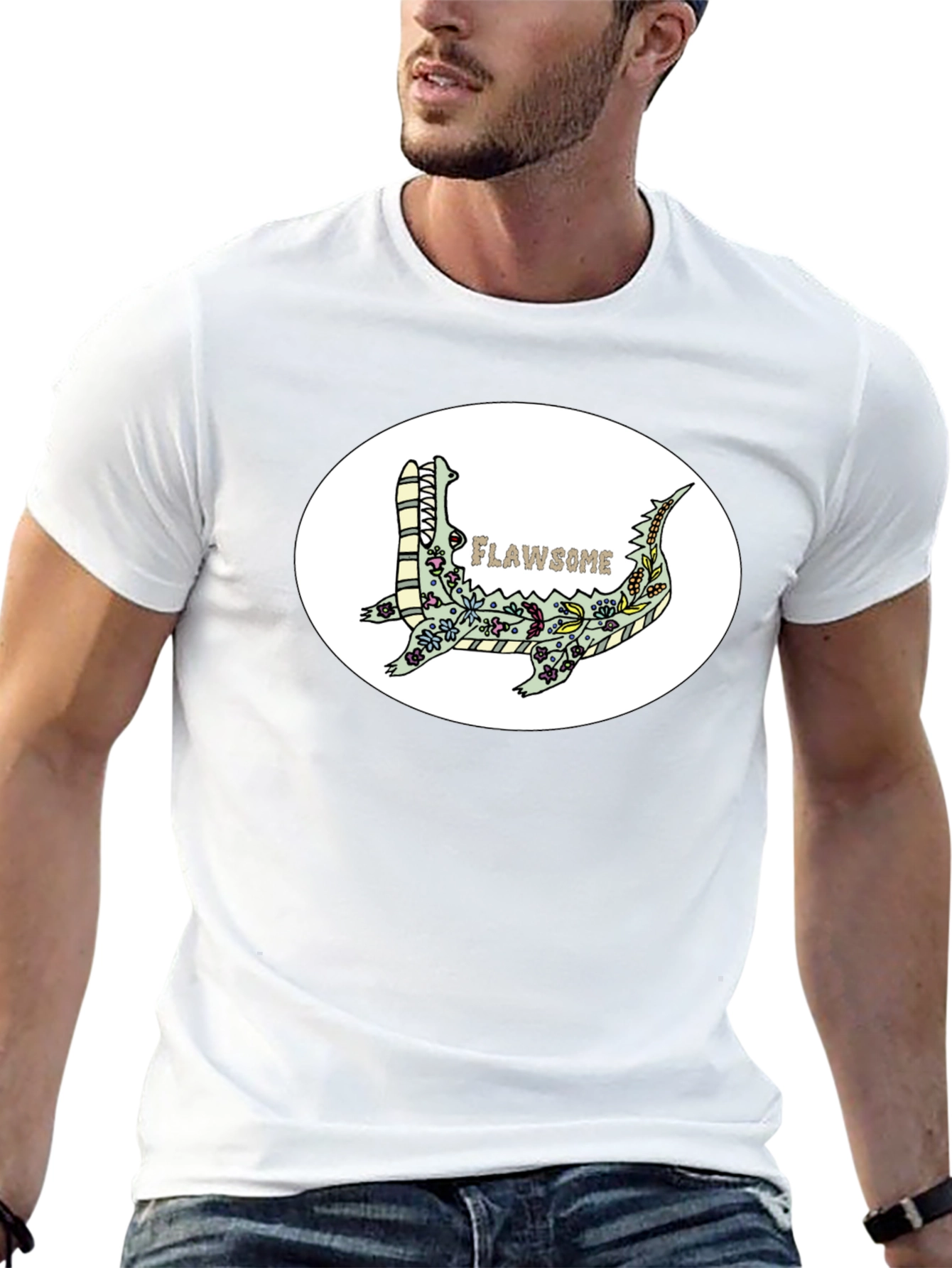 Flawsome Crocodile T-Shirt - Black Graphic Tee