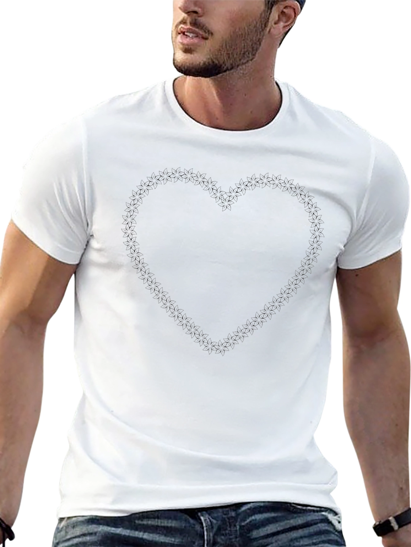 Mens Black Heart Graphic T-Shirt