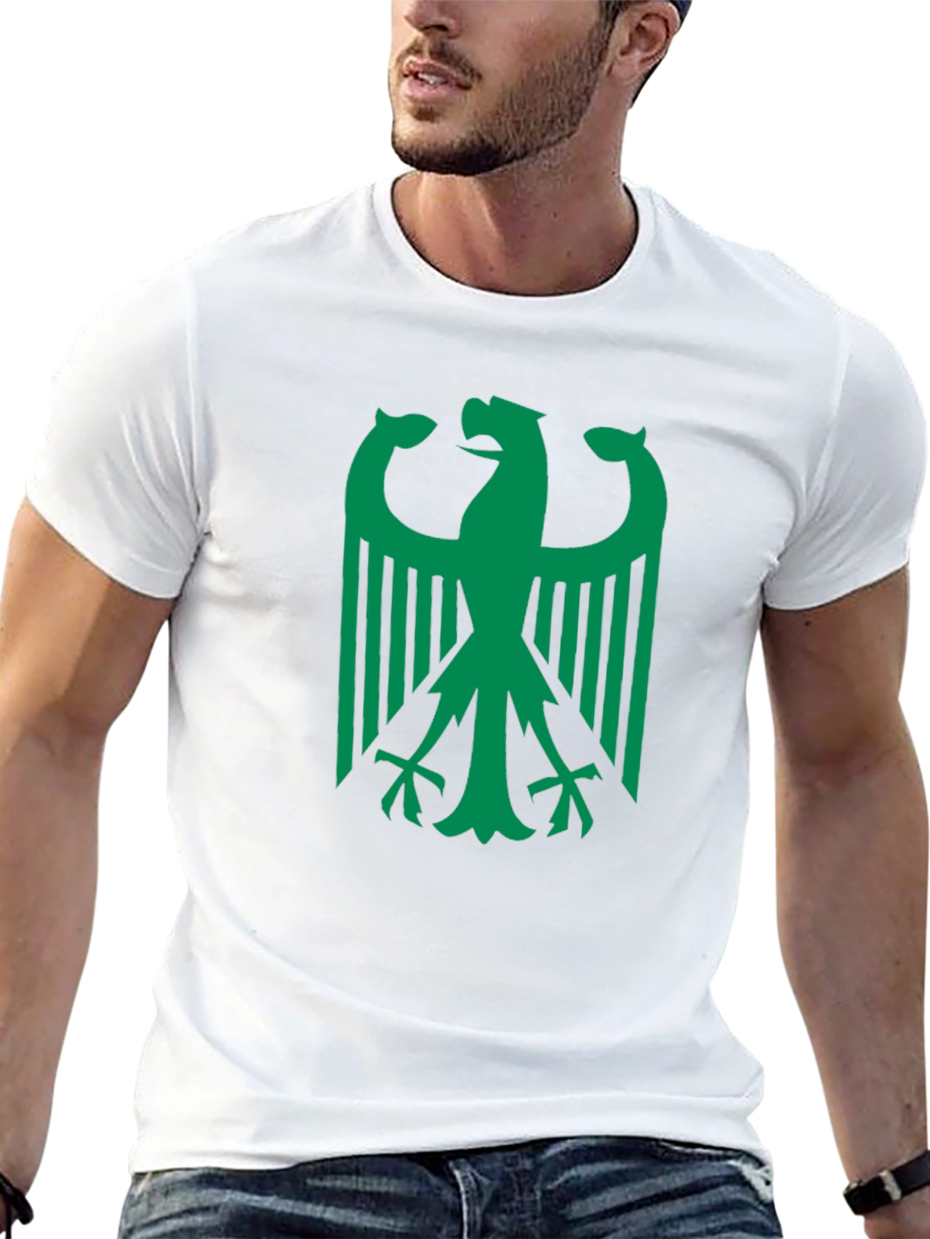 Eagle Graphic Tee - Green Print on Black
