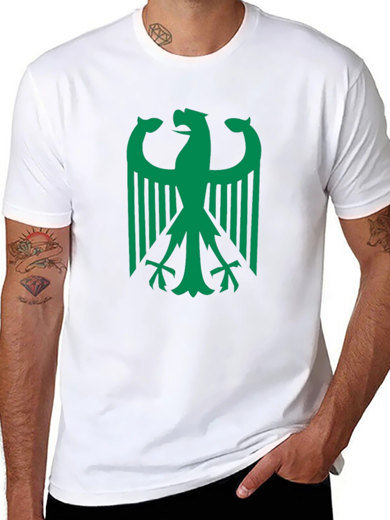 Eagle Graphic Tee - Green Print on Black