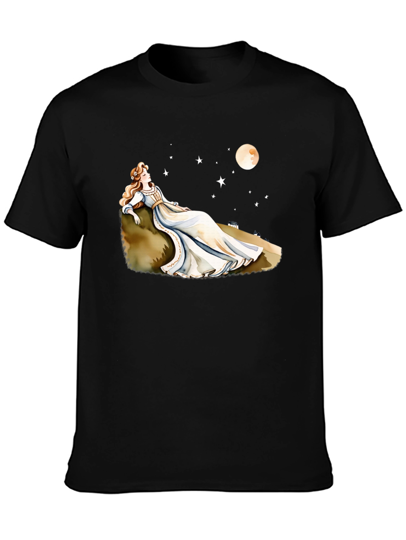 Dreamy Night T-Shirt - Woman Moon & Stars