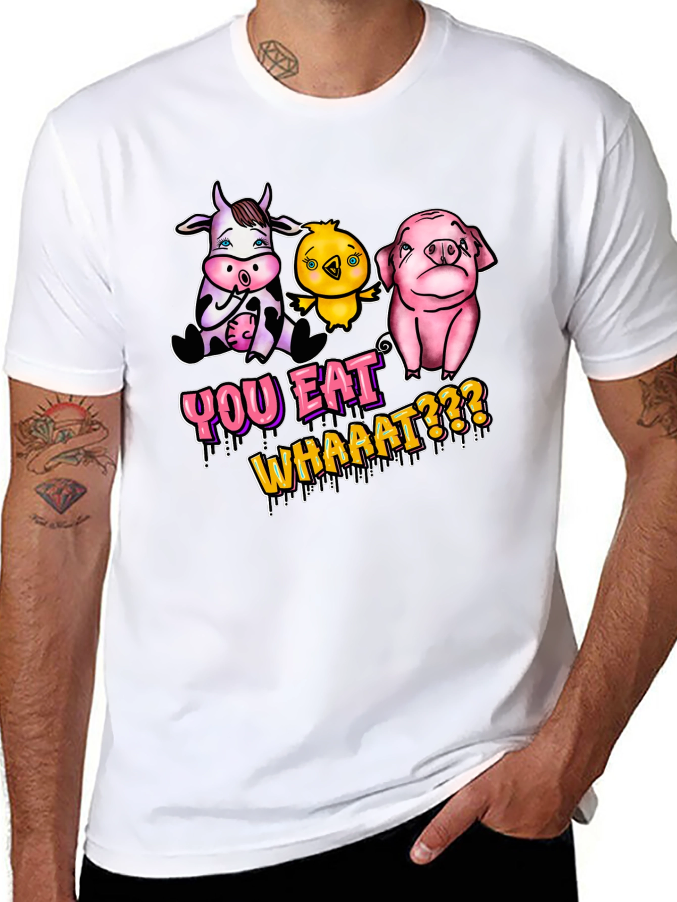 Vegan T-Shirt: You Eat Whaaat??? Funny Animal Design