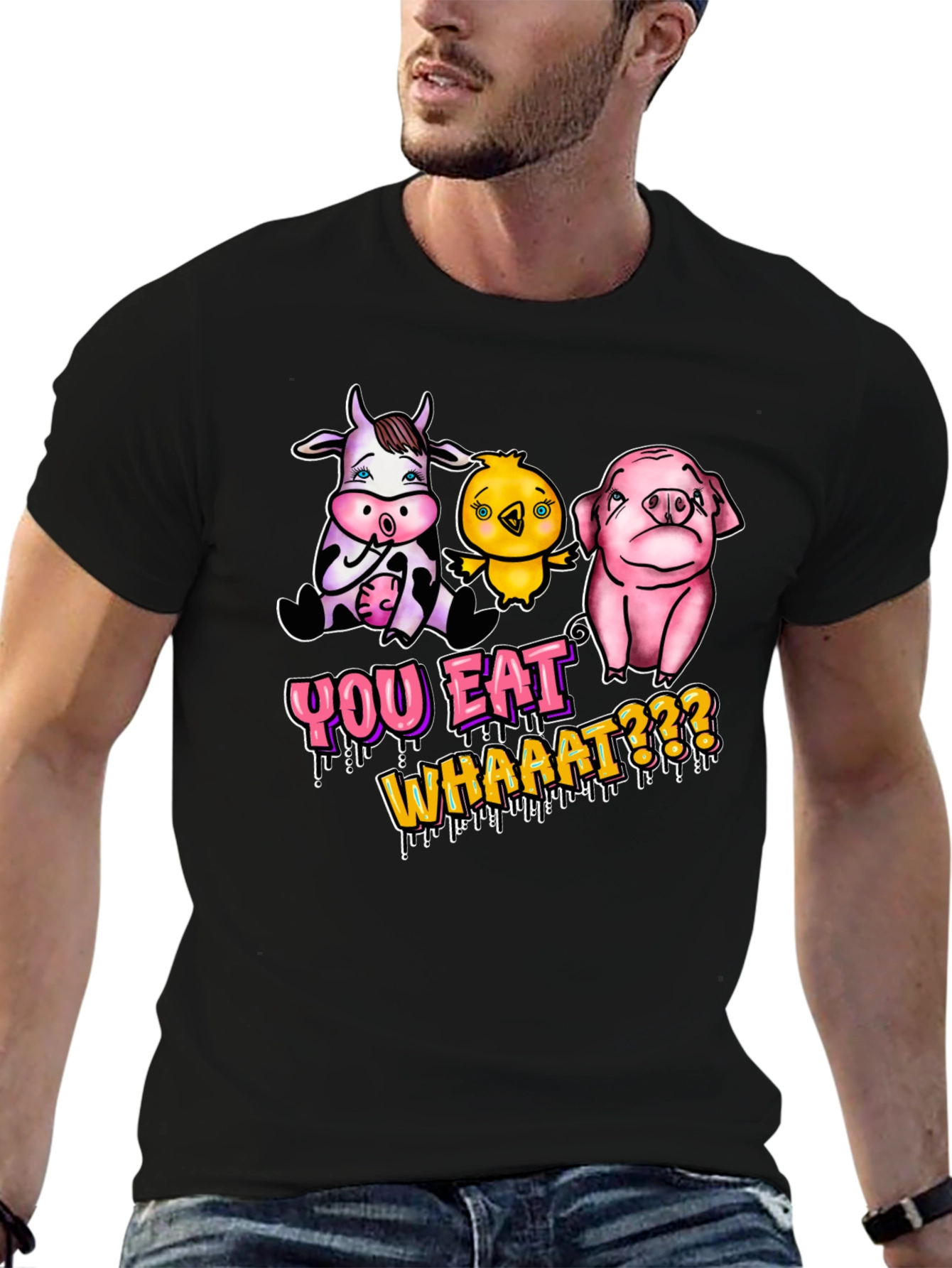 Vegan T-Shirt: You Eat Whaaat??? Funny Animal Design