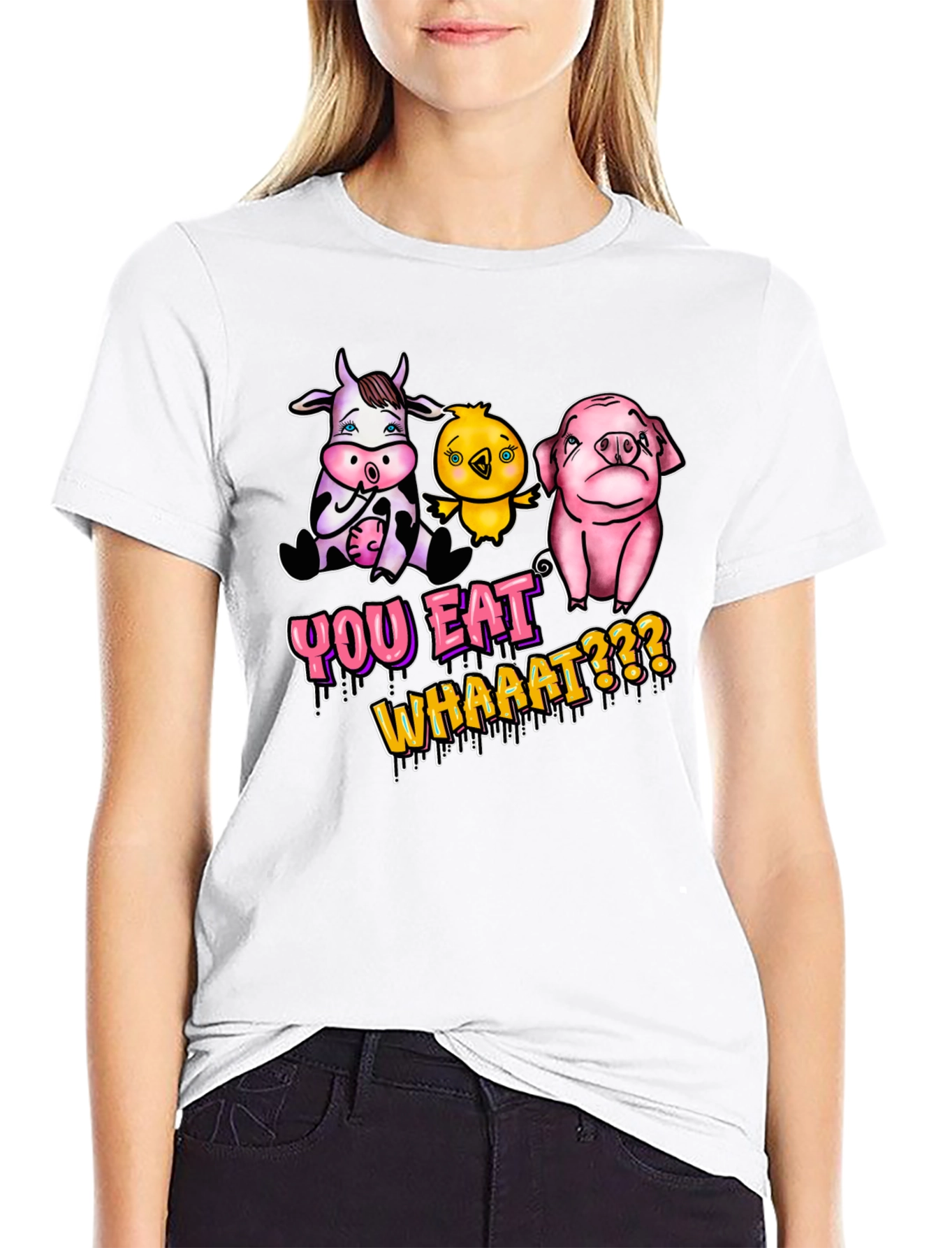 Vegan T-Shirt: You Eat Whaaat??? Funny Animal Design