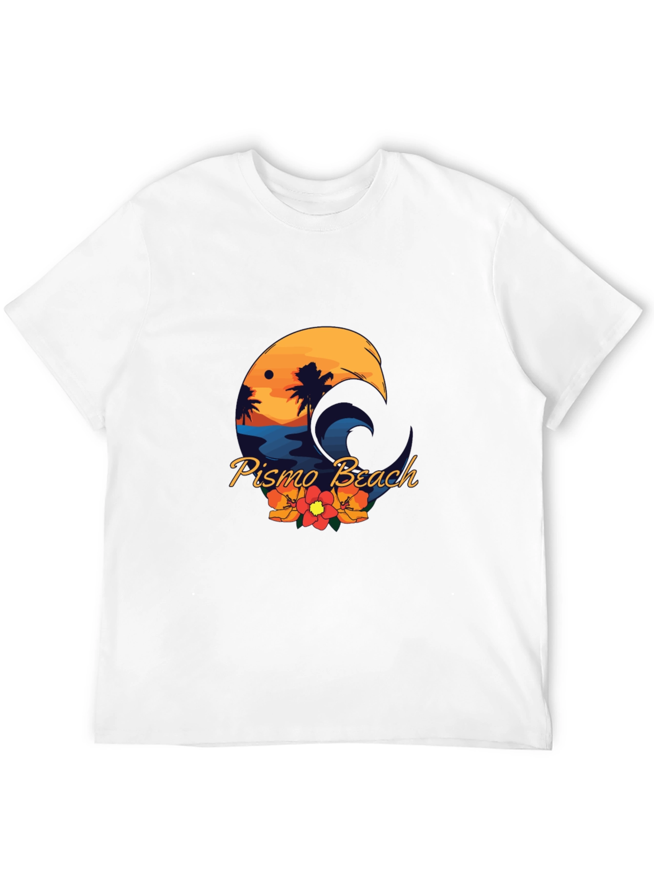 Pismo Beach Graphic Tee - Sunset Palms & Waves