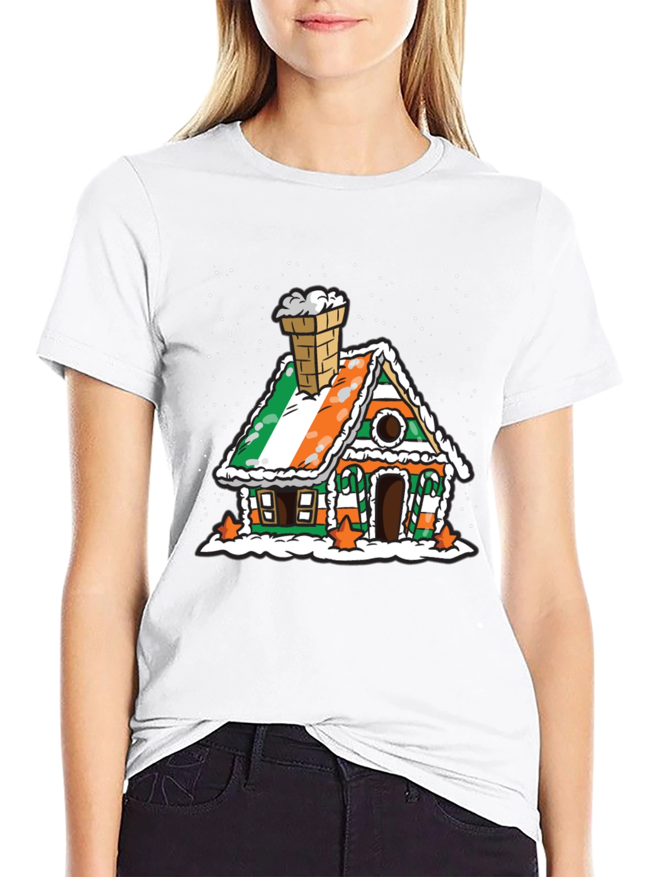 Irish Flag Gingerbread House Black T-Shirt