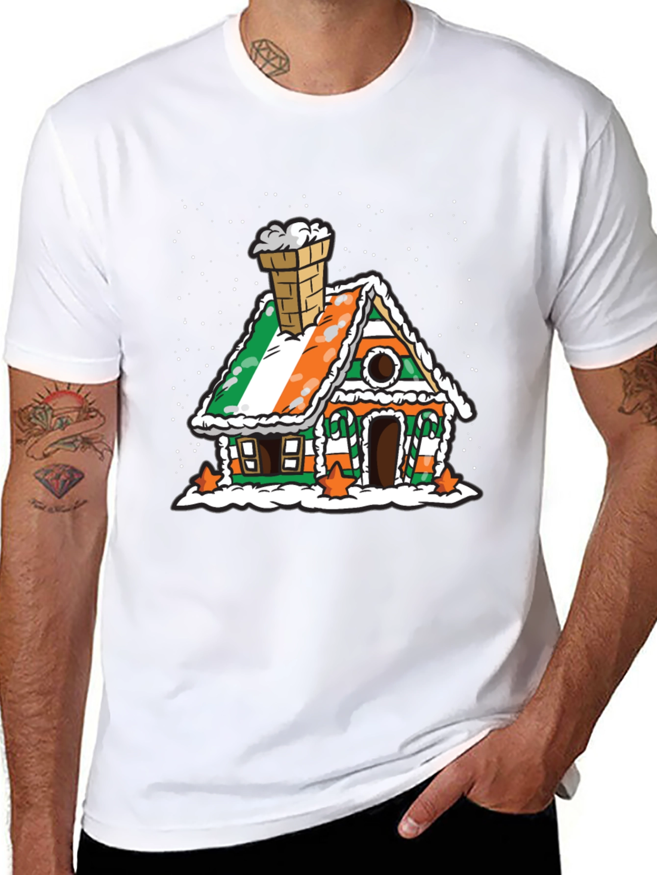 Irish Flag Gingerbread House Black T-Shirt