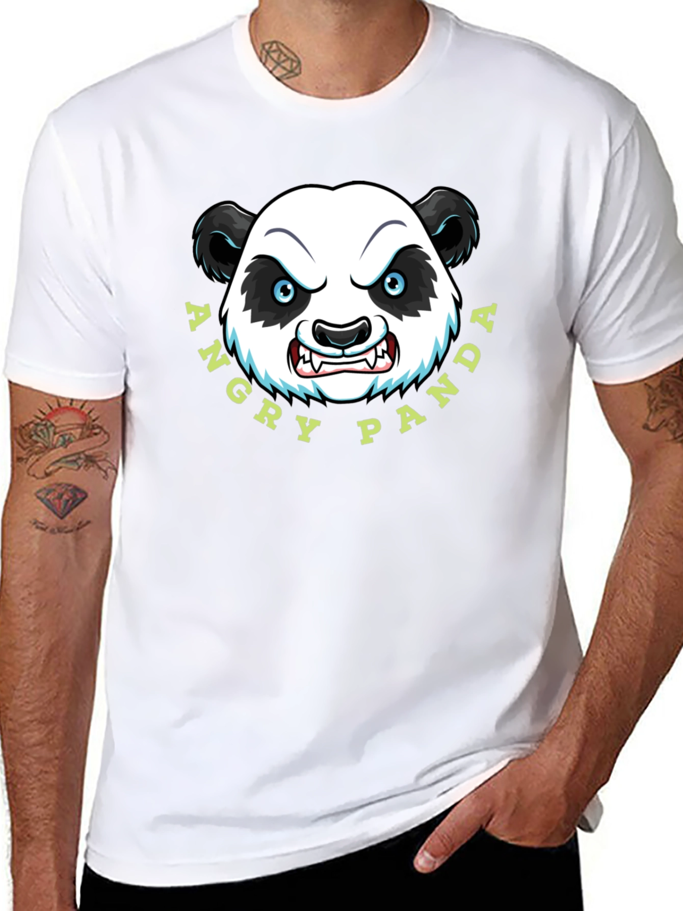 Angry Panda Graphic Tee - Black Cotton T-Shirt