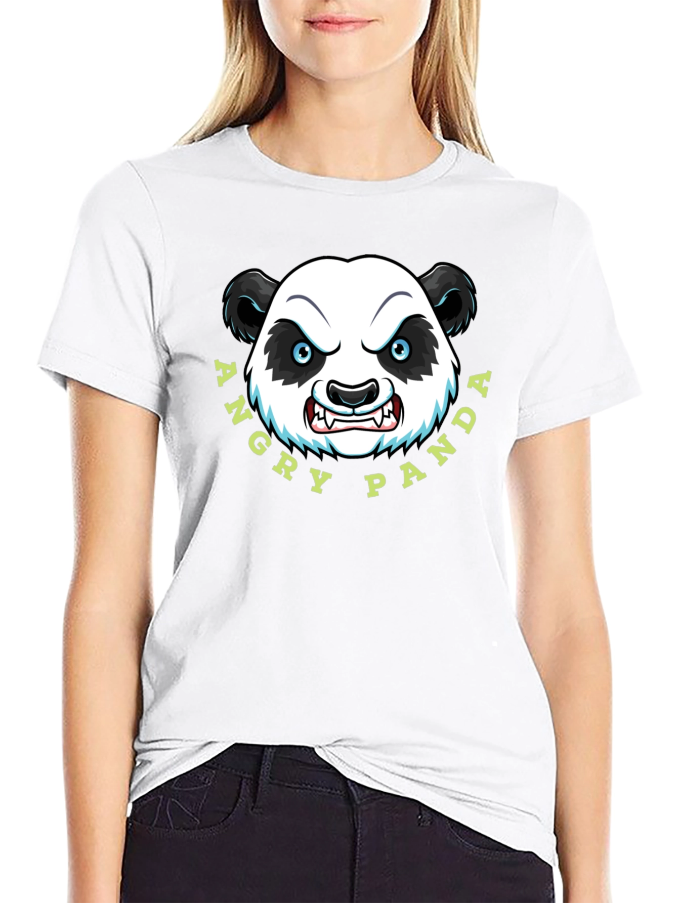 Angry Panda Graphic Tee - Black Cotton T-Shirt