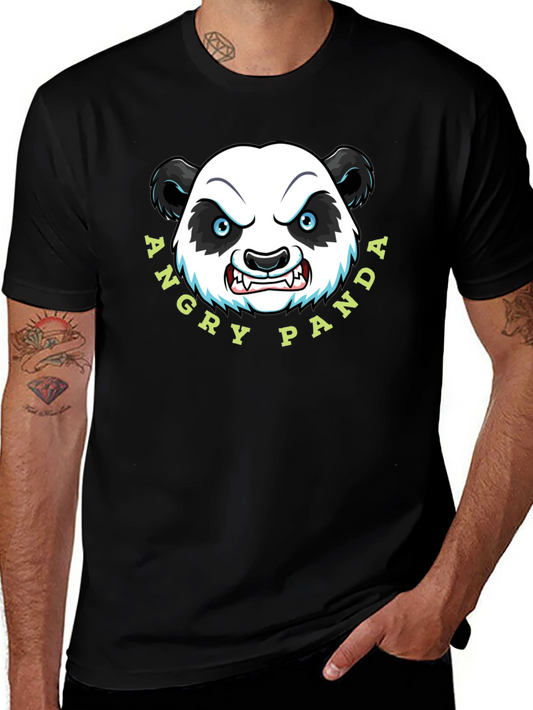Angry Panda Graphic Tee - Black Cotton T-Shirt