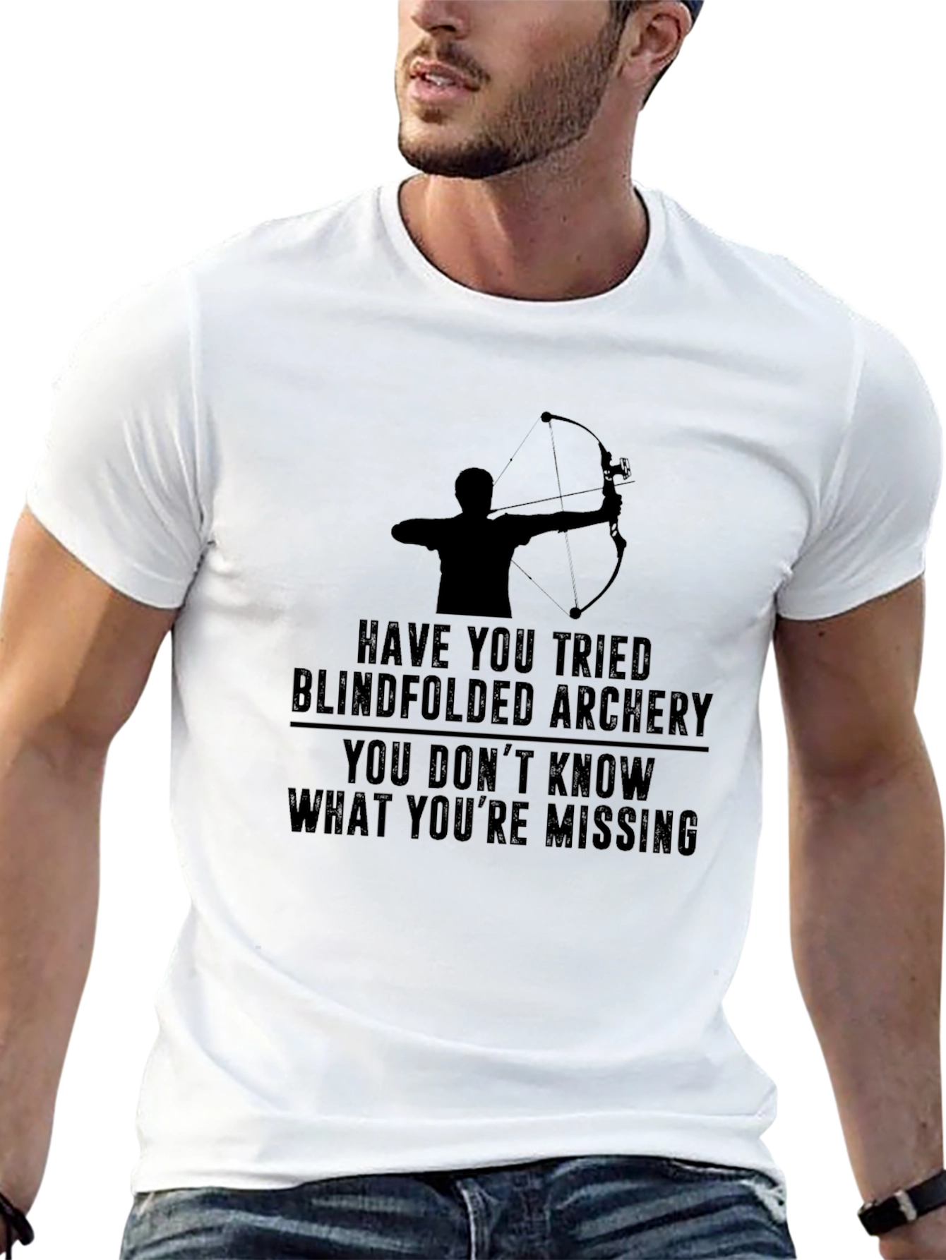 Blindfolded Archery T-Shirt: Funny Novelty Tee for Archers