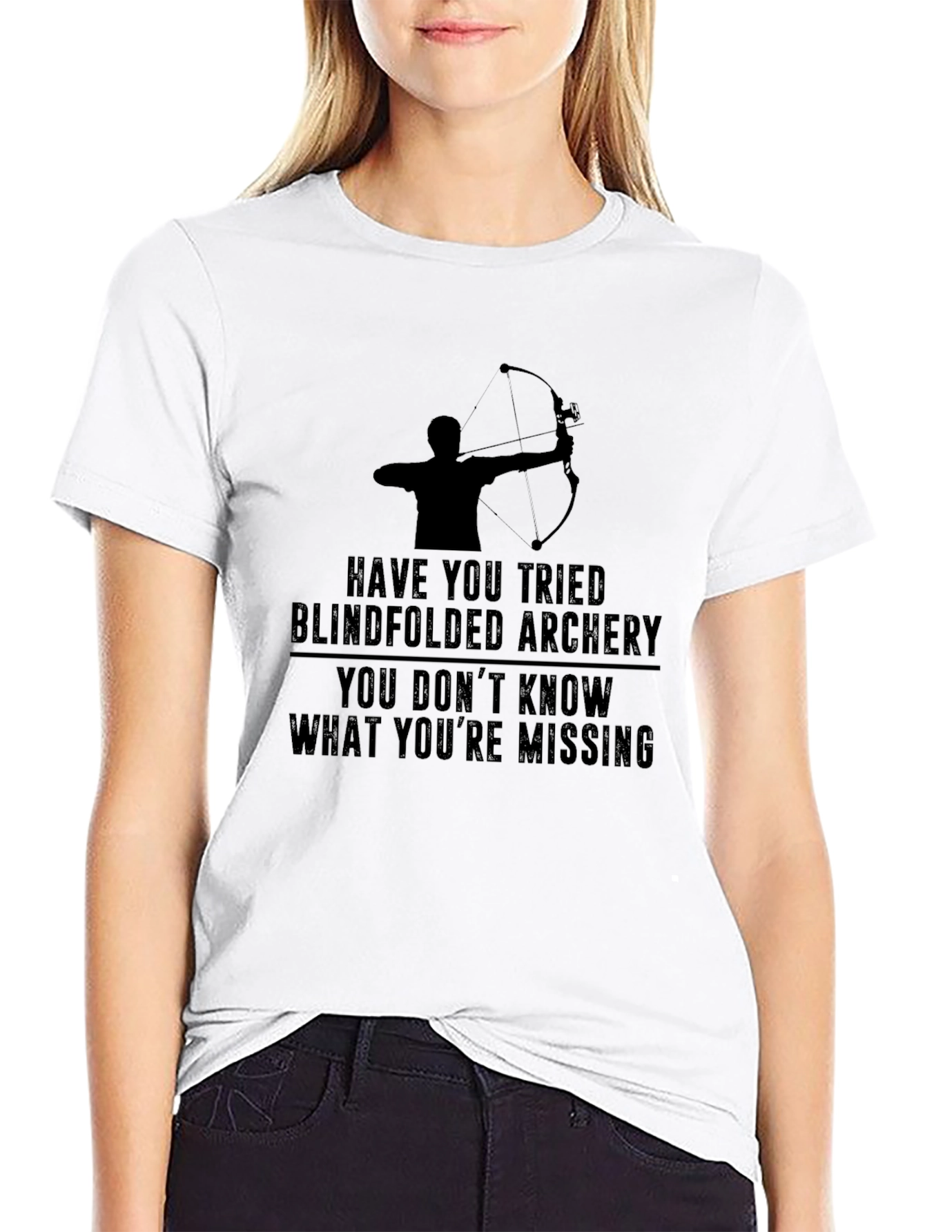Blindfolded Archery T-Shirt: Funny Novelty Tee for Archers