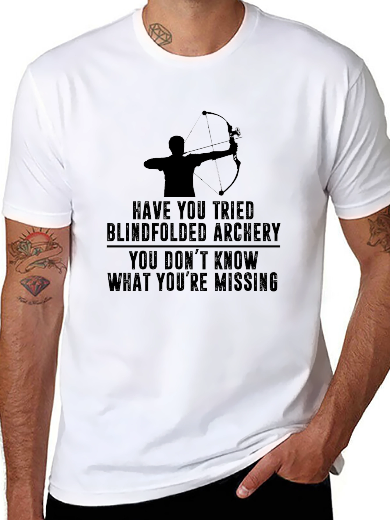 Blindfolded Archery T-Shirt: Funny Novelty Tee for Archers