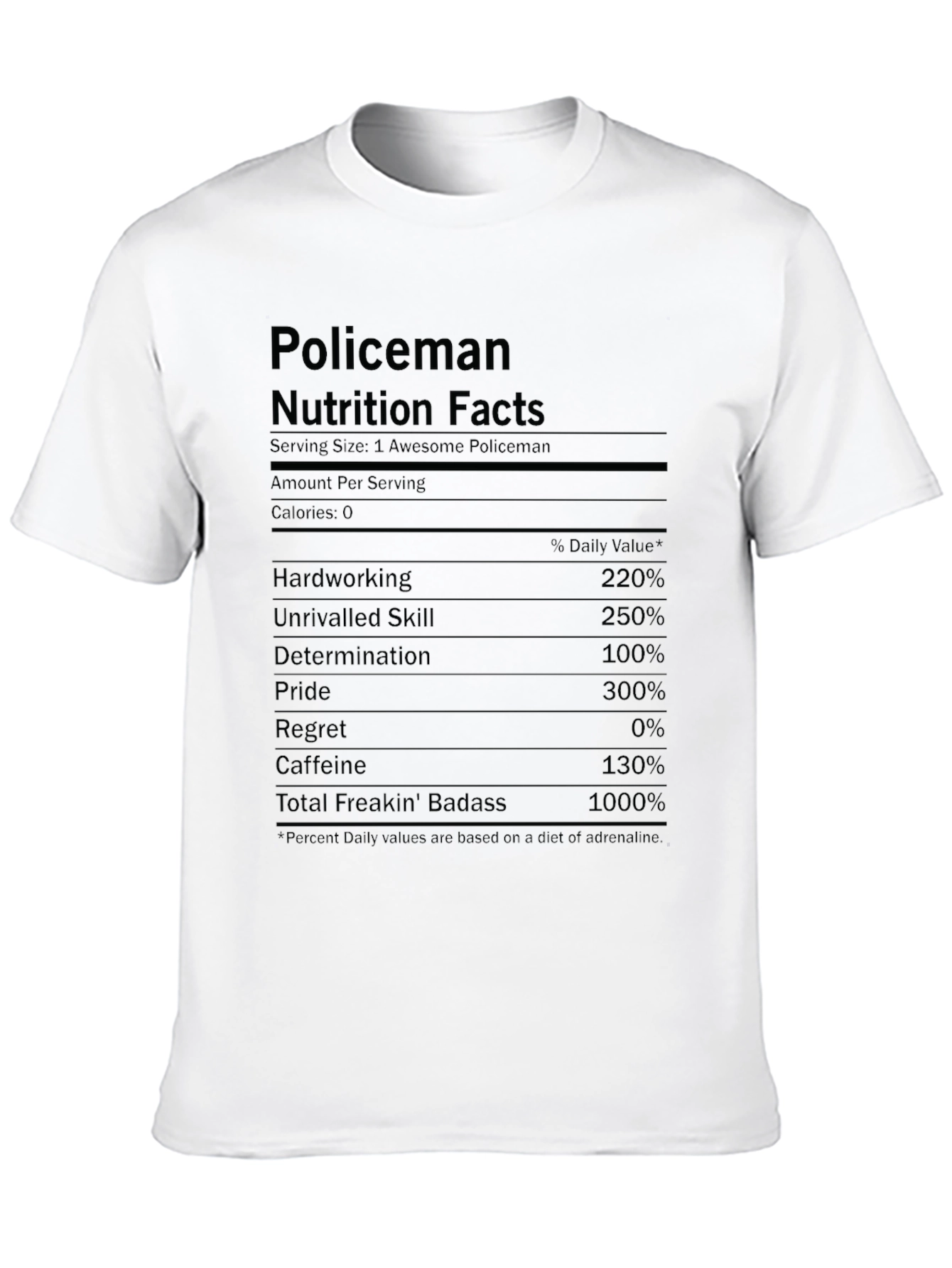 Policeman Nutrition Facts T-Shirt - Funny Police Gift