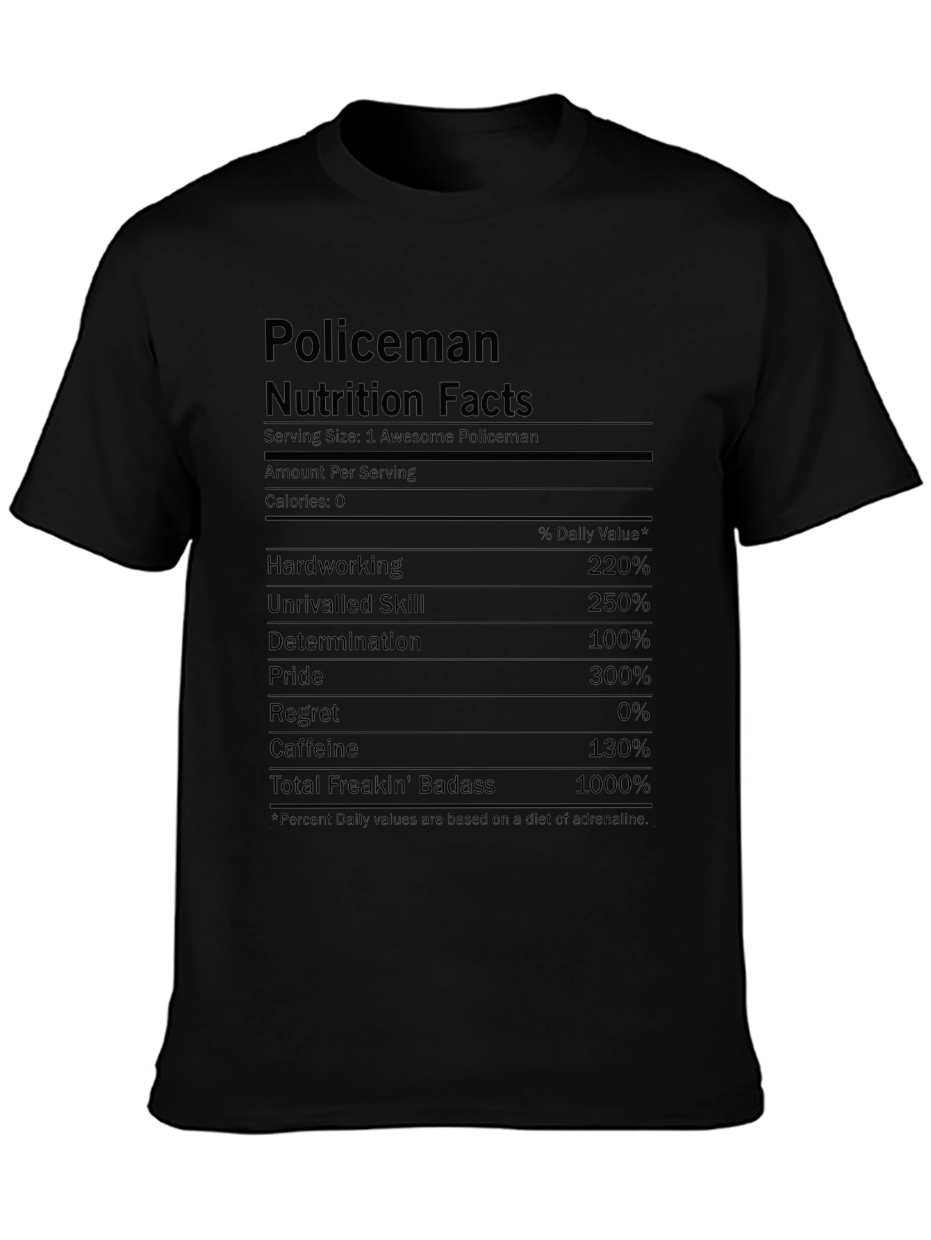 Policeman Nutrition Facts T-Shirt - Funny Police Gift