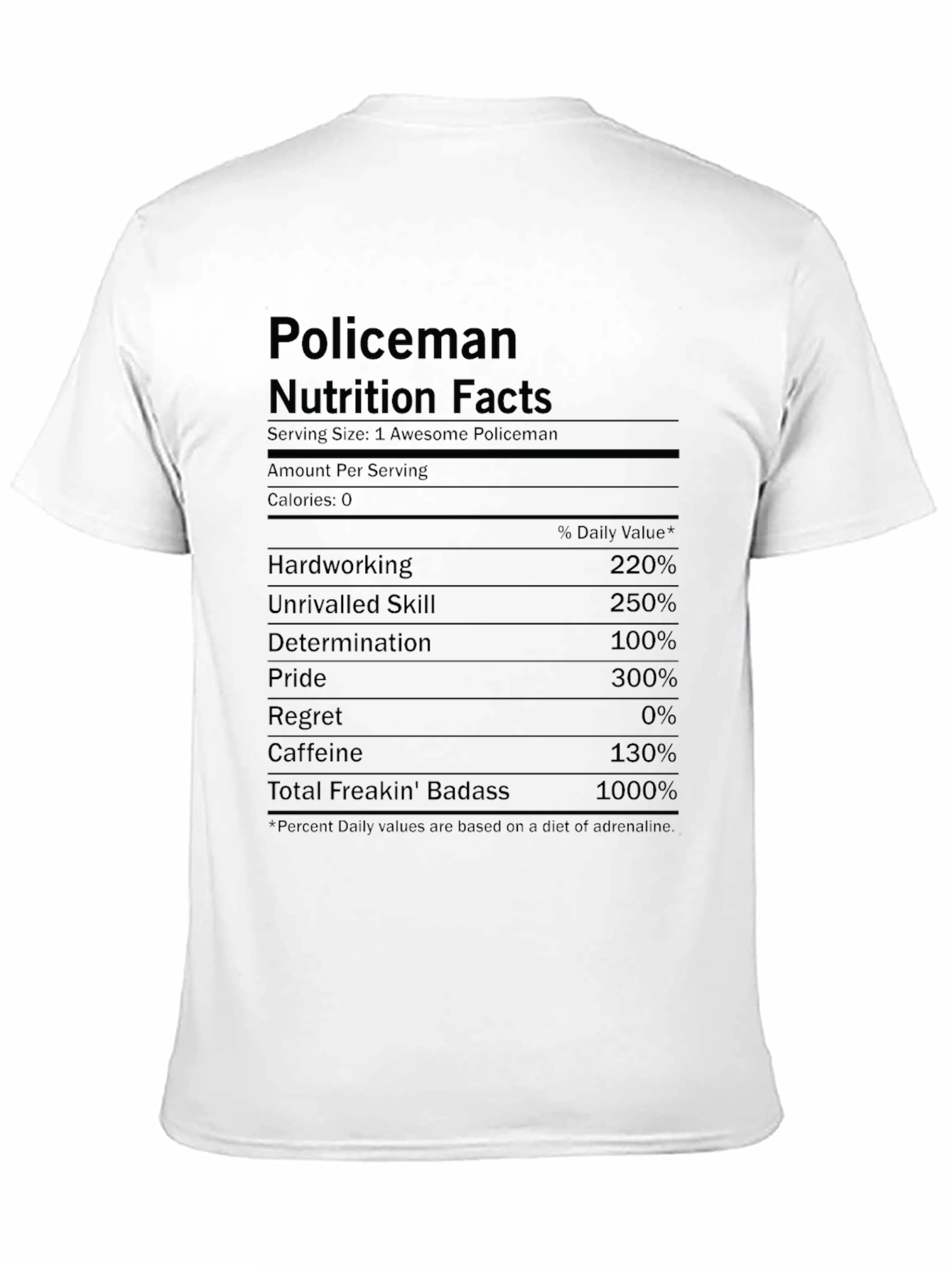 Policeman Nutrition Facts T-Shirt - Funny Police Gift