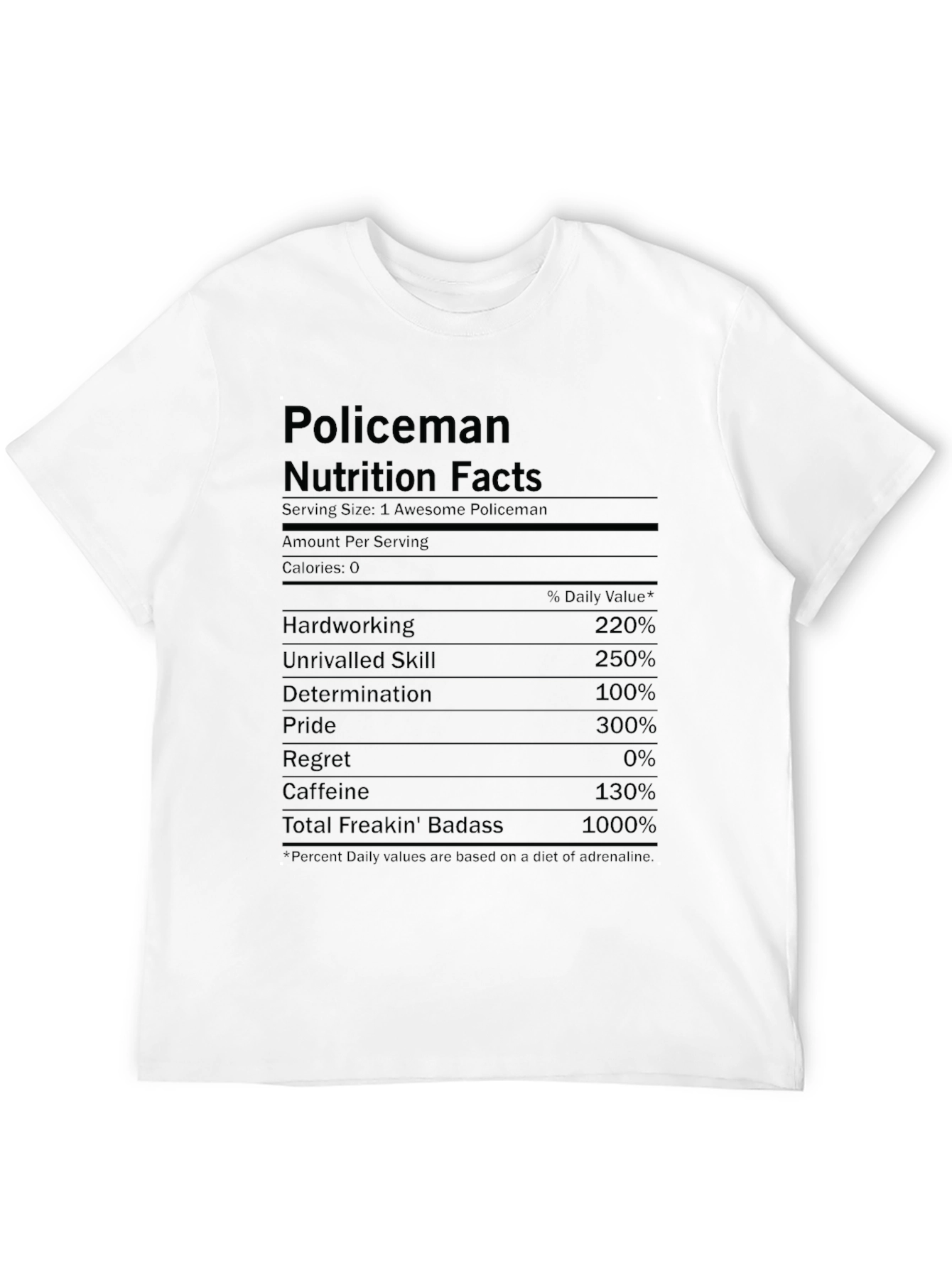 Policeman Nutrition Facts T-Shirt - Funny Police Gift