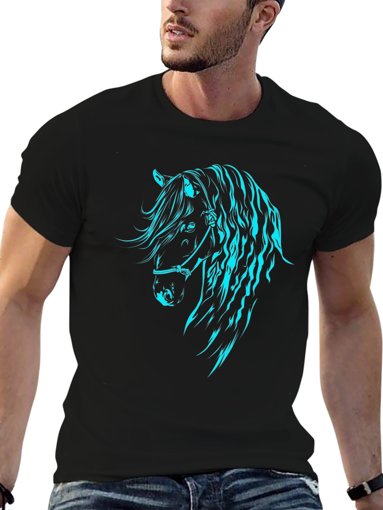 Horse Graphic Tee - Black