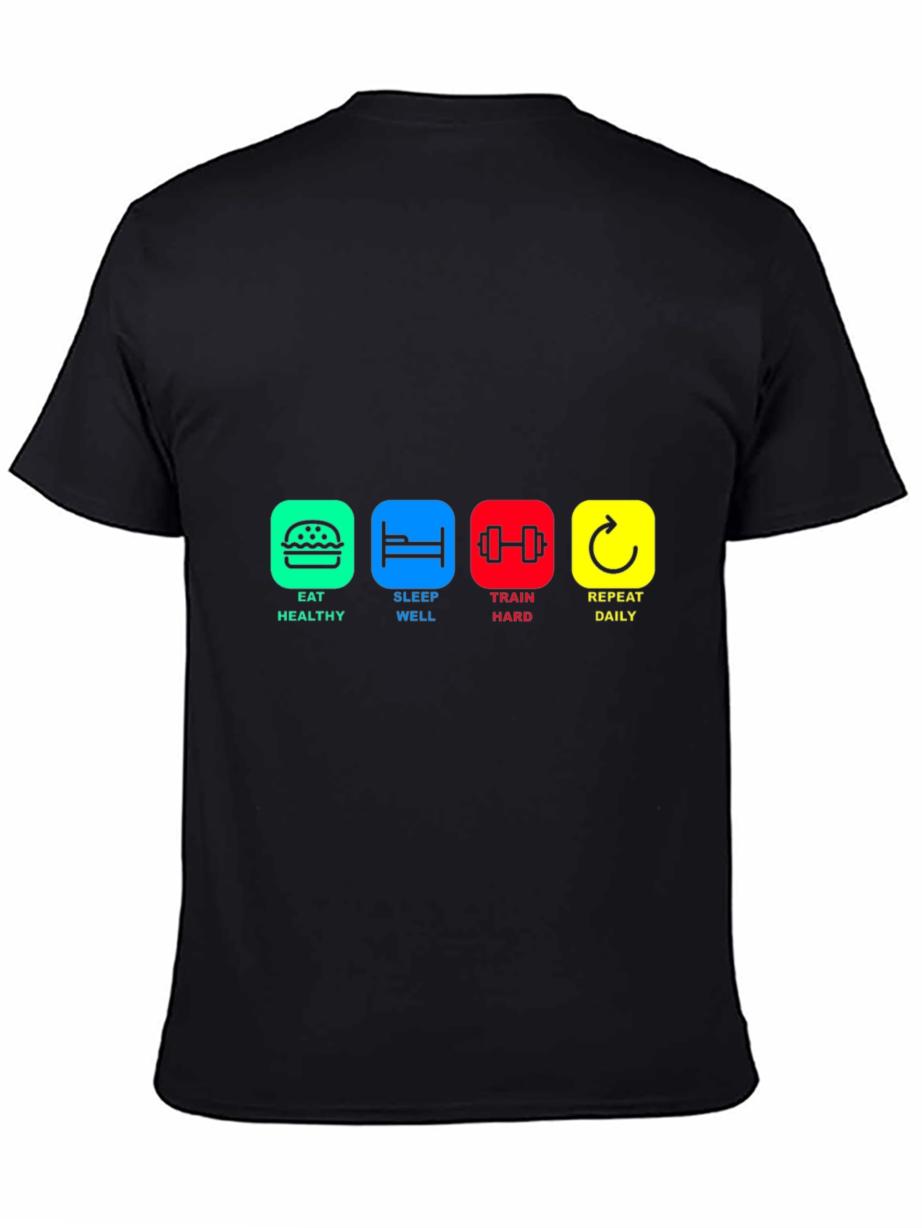 Eat Sleep Train Repeat Black Graphic Tee