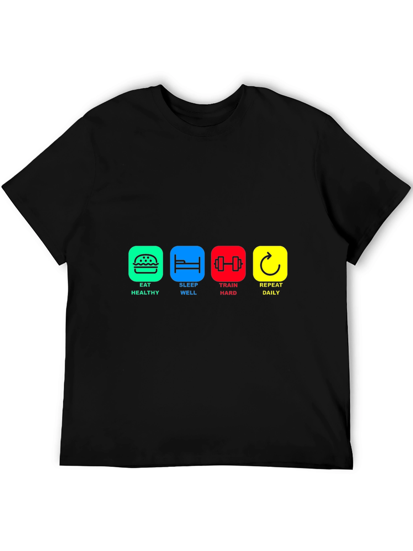 Eat Sleep Train Repeat Black Graphic Tee