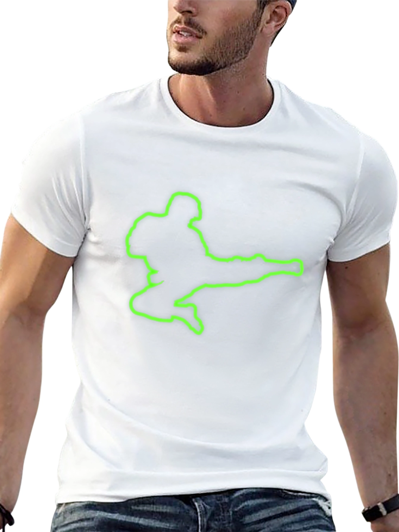 Neon Kick Silhouette Black T-Shirt