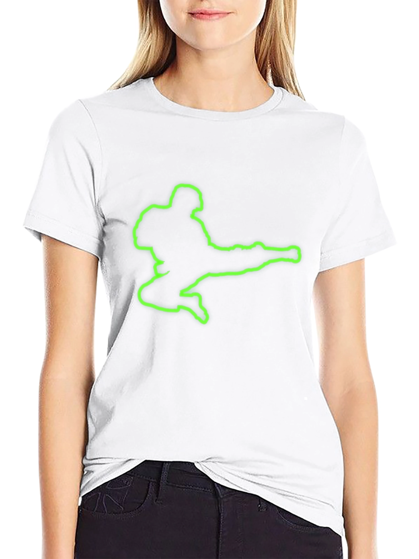 Neon Kick Silhouette Black T-Shirt