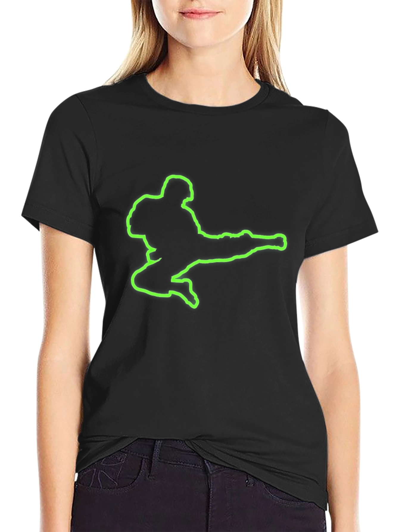 Neon Kick Silhouette Black T-Shirt