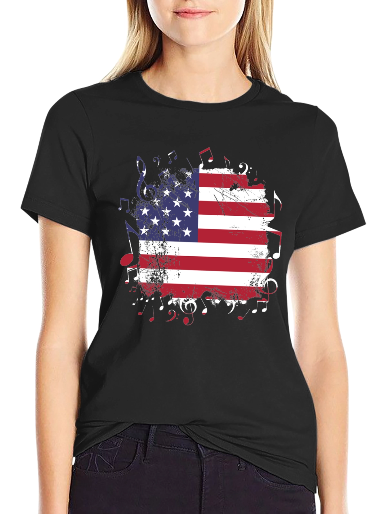 American Flag Music Notes T-Shirt
