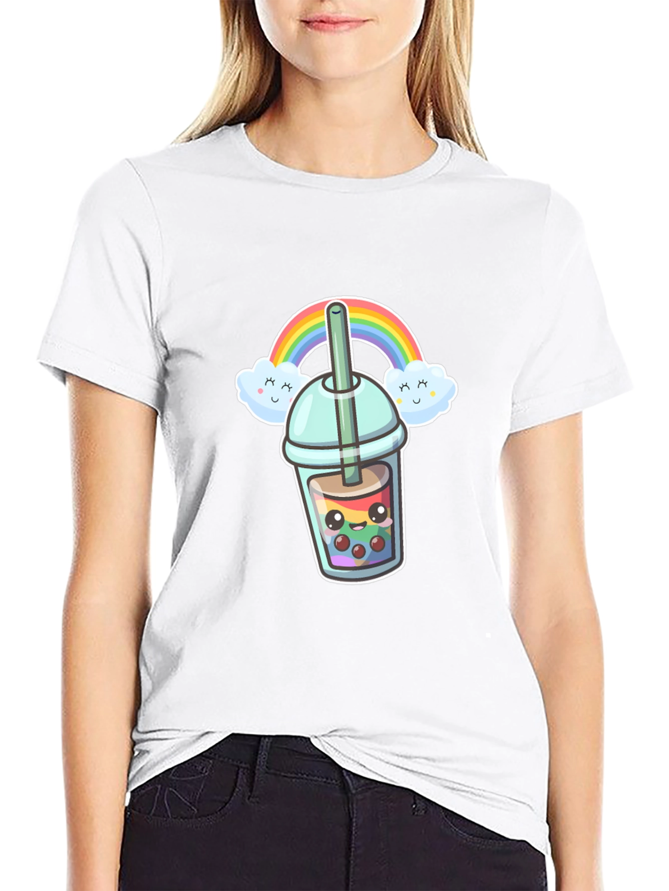 Kawaii Bubble Tea T-Shirt - Rainbow Design