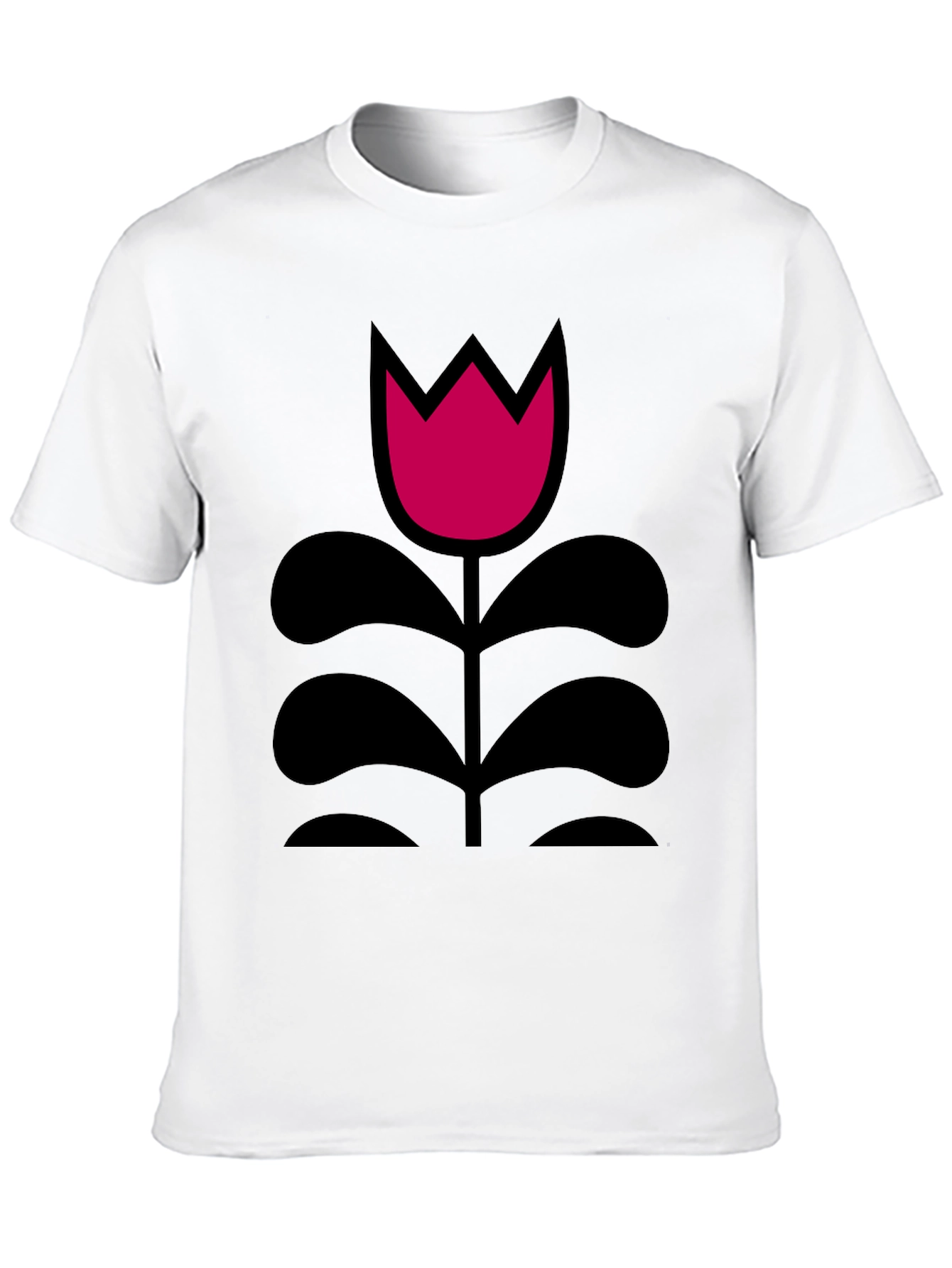 Black T-Shirt with Pink Flower Design