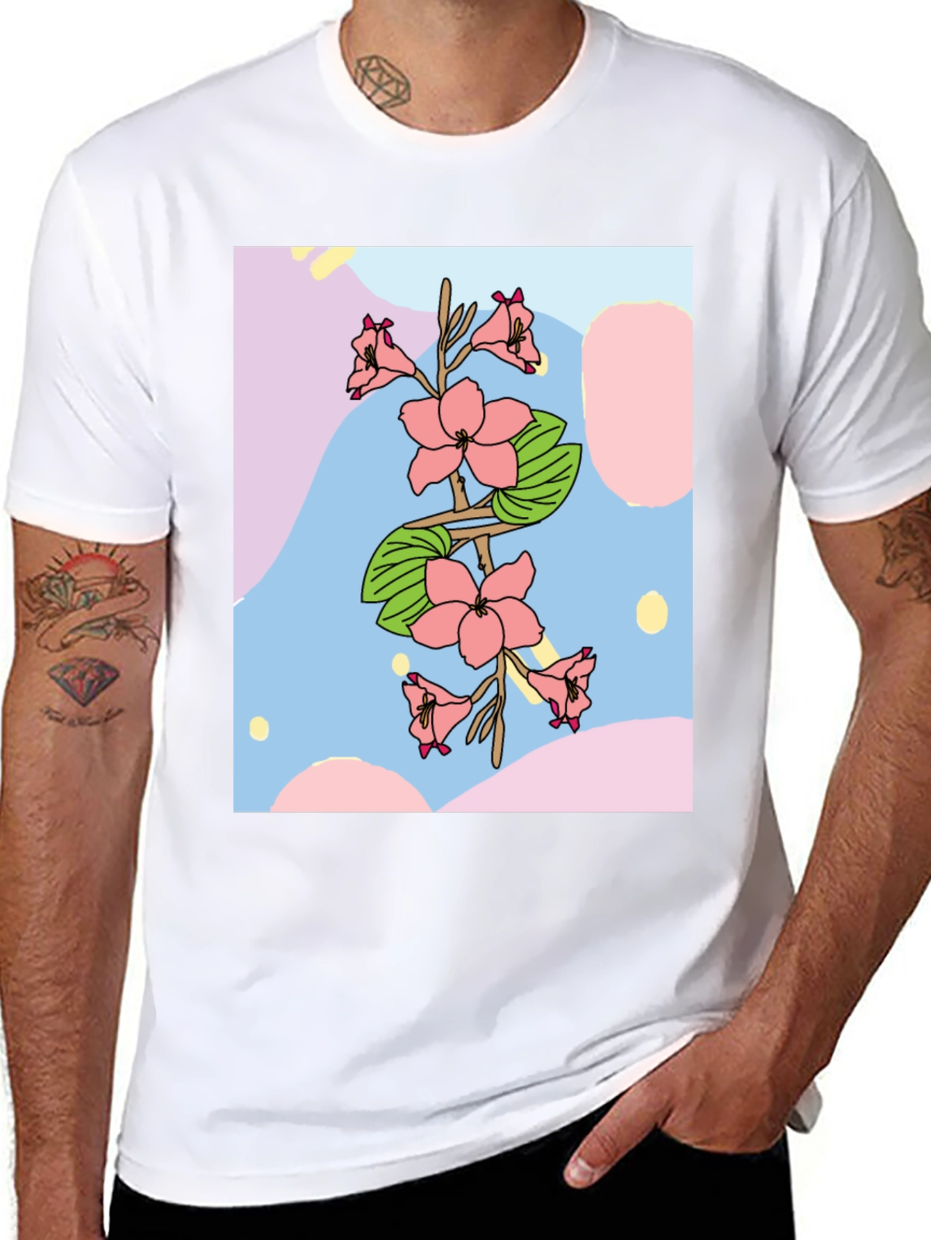 Floral Print T-Shirt - Artistic Design