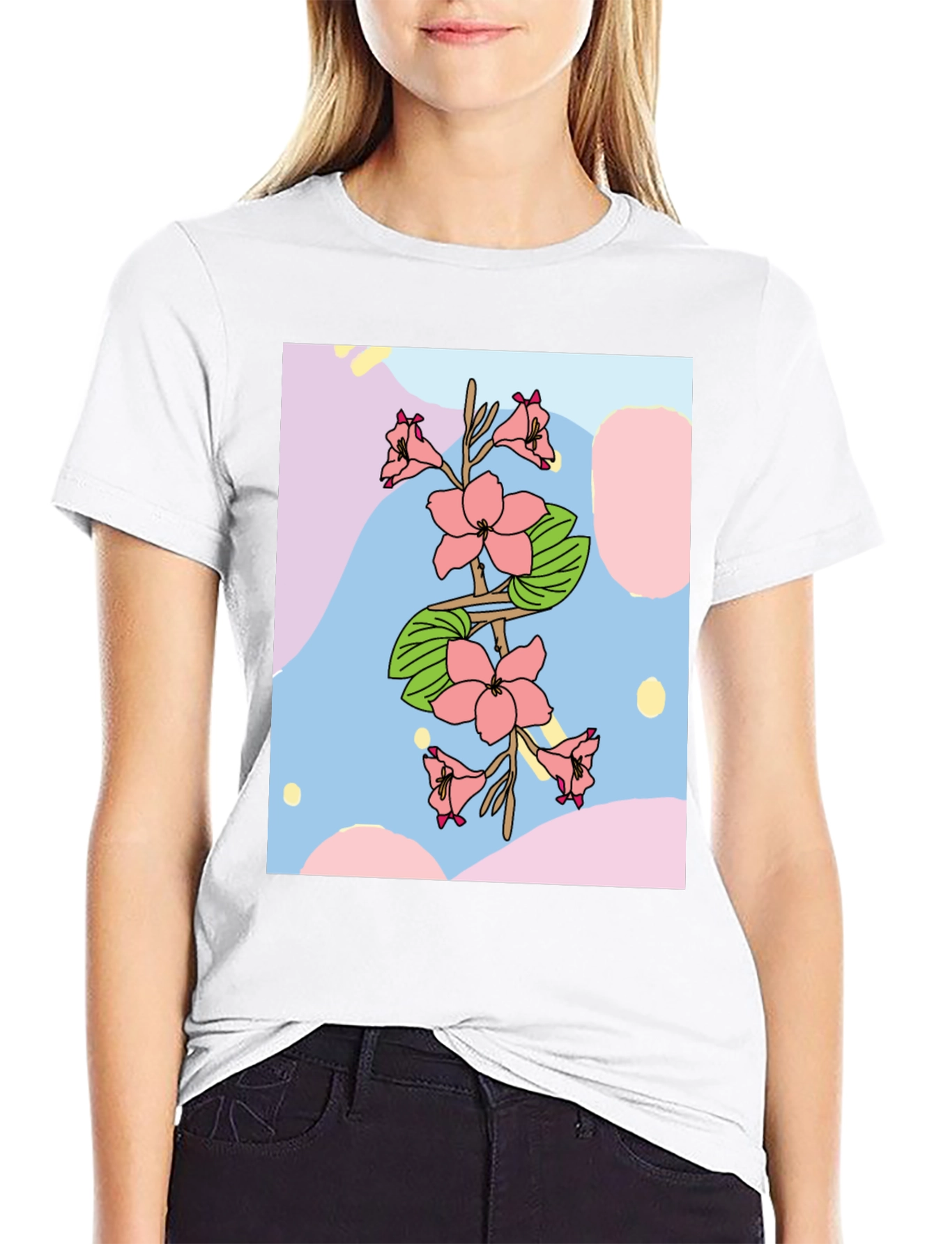 Floral Print T-Shirt - Artistic Design