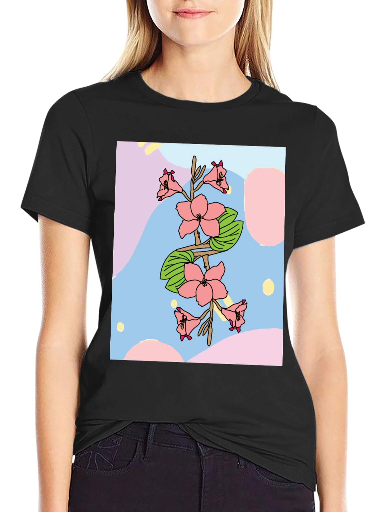 Floral Print T-Shirt - Artistic Design